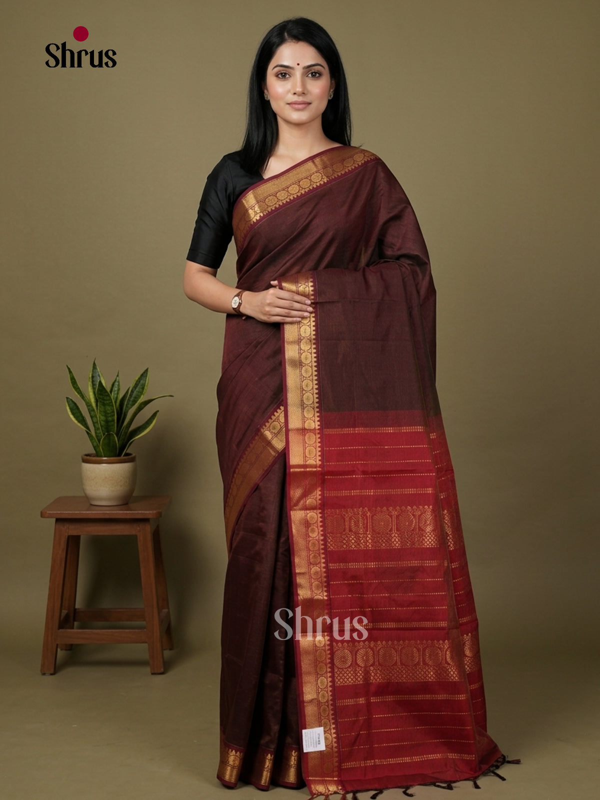 Silkcotton-halfpure Saree - EES16447 - Shop on Shrus.com