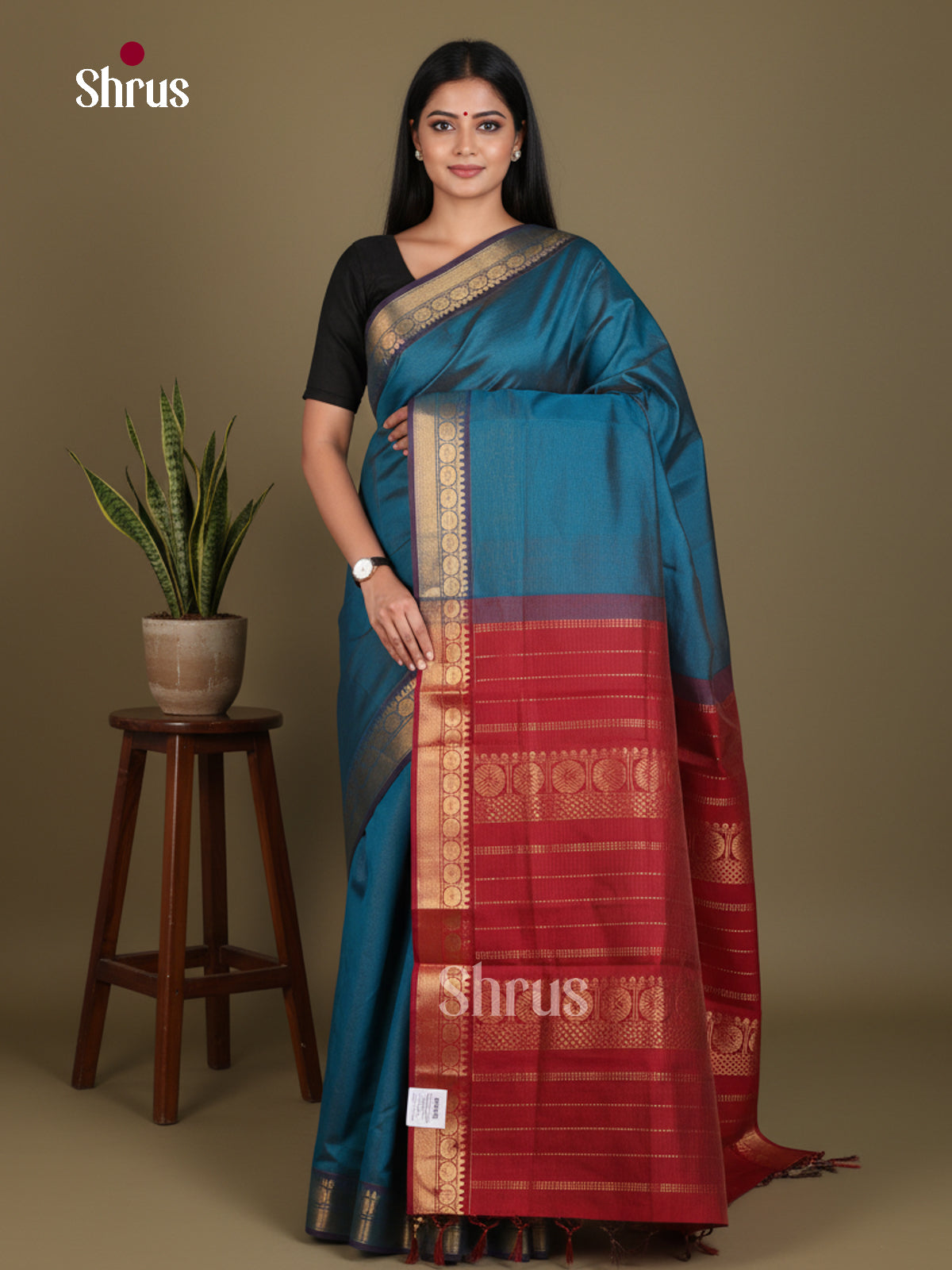 Silkcotton-halfpure Saree - EES16448 - Shop on Shrus.com