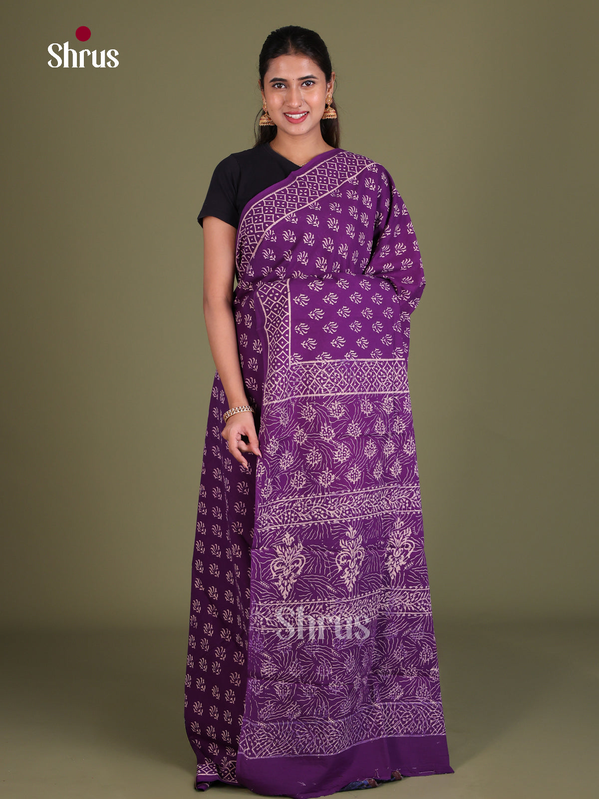Jaipur cotton Saree - EES19012 - Shop on Shrus.com