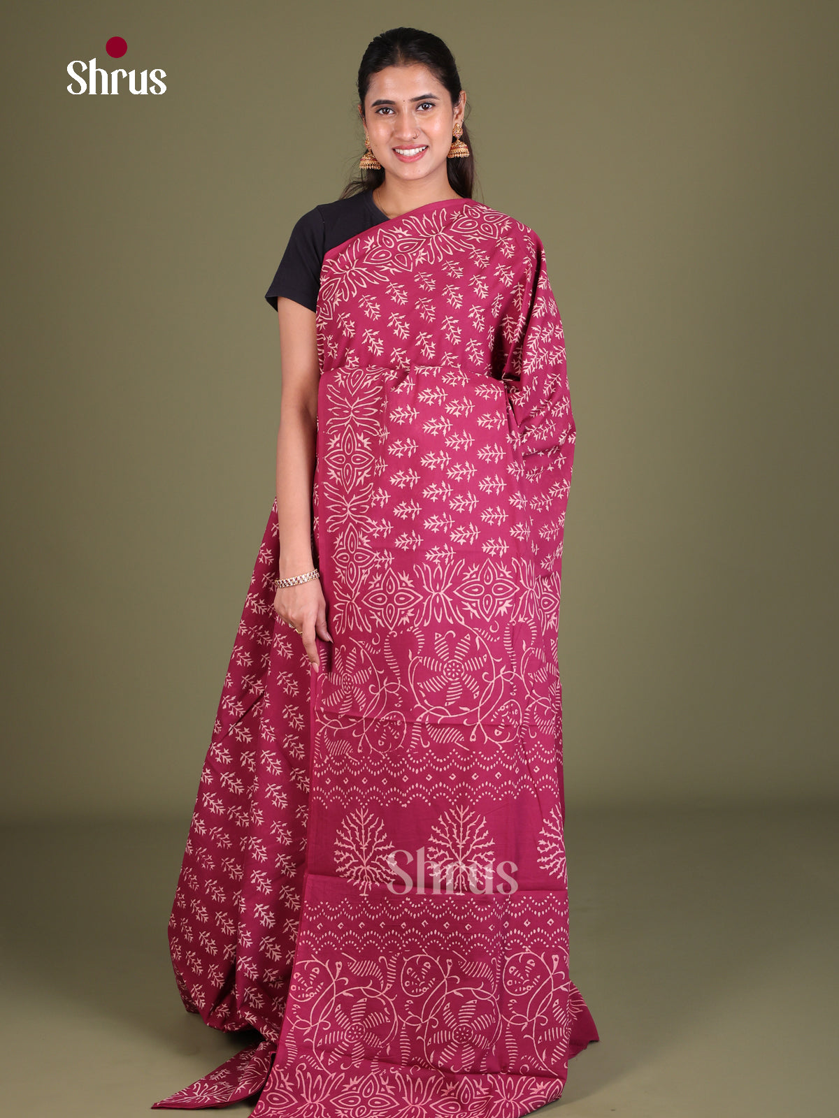 Jaipur cotton Saree - EES19022 - Shop on Shrus.com