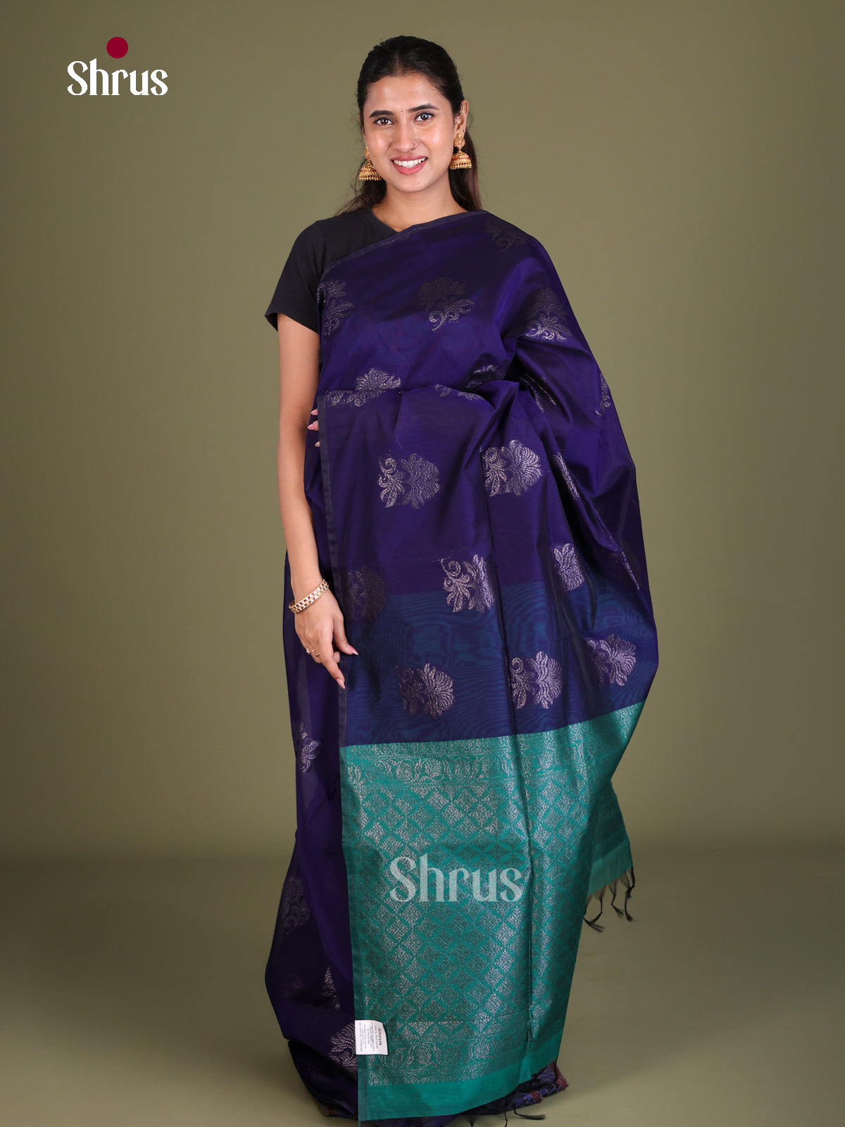 Semi Silkcotton Saree - EES19278 - Shop on Shrus.com