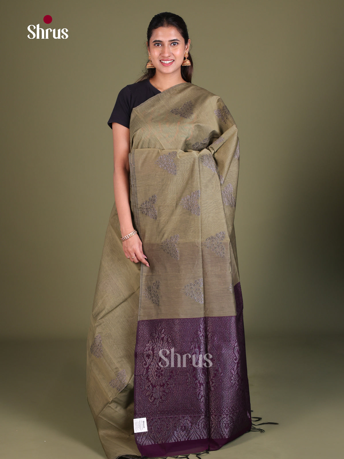 Semi Silkcotton Saree - EES19283 - Shop on Shrus.com