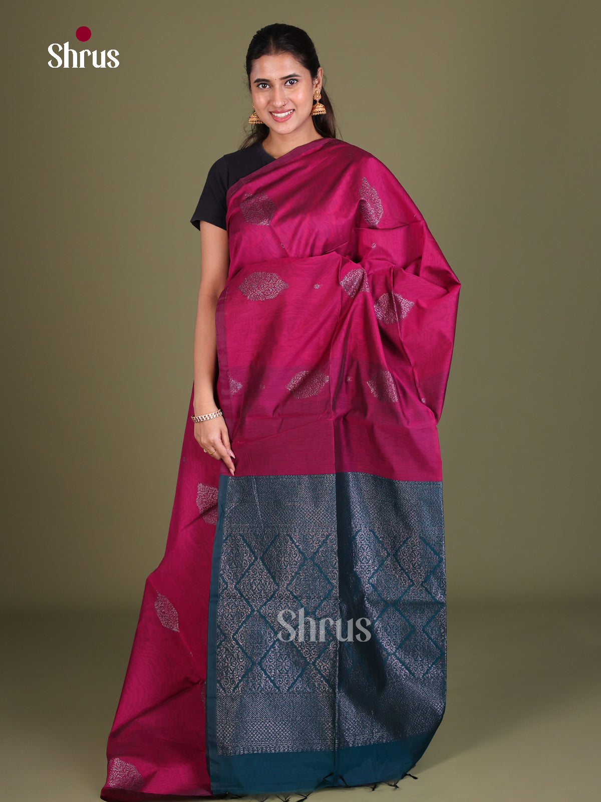 Semi Silkcotton Saree - EES19297 - Shop on Shrus.com