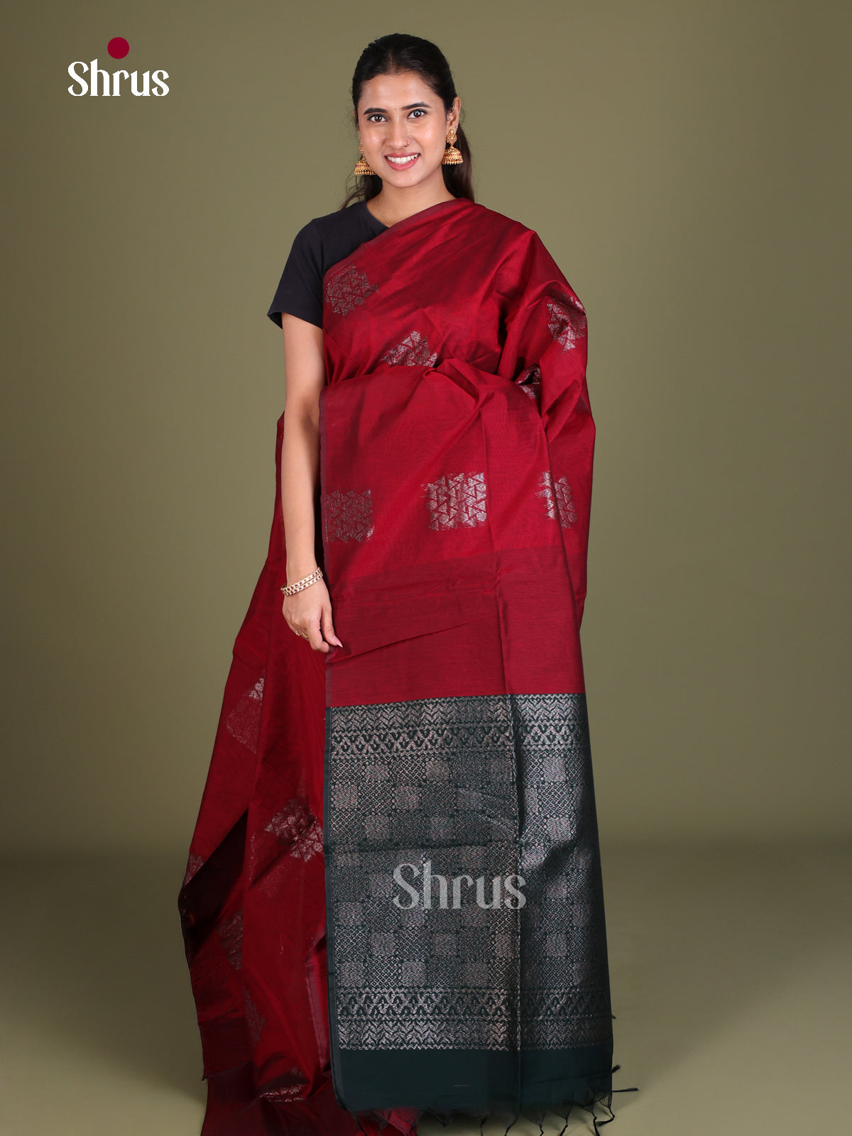 Semi Silkcotton Saree - EES19306 - Shop on Shrus.com