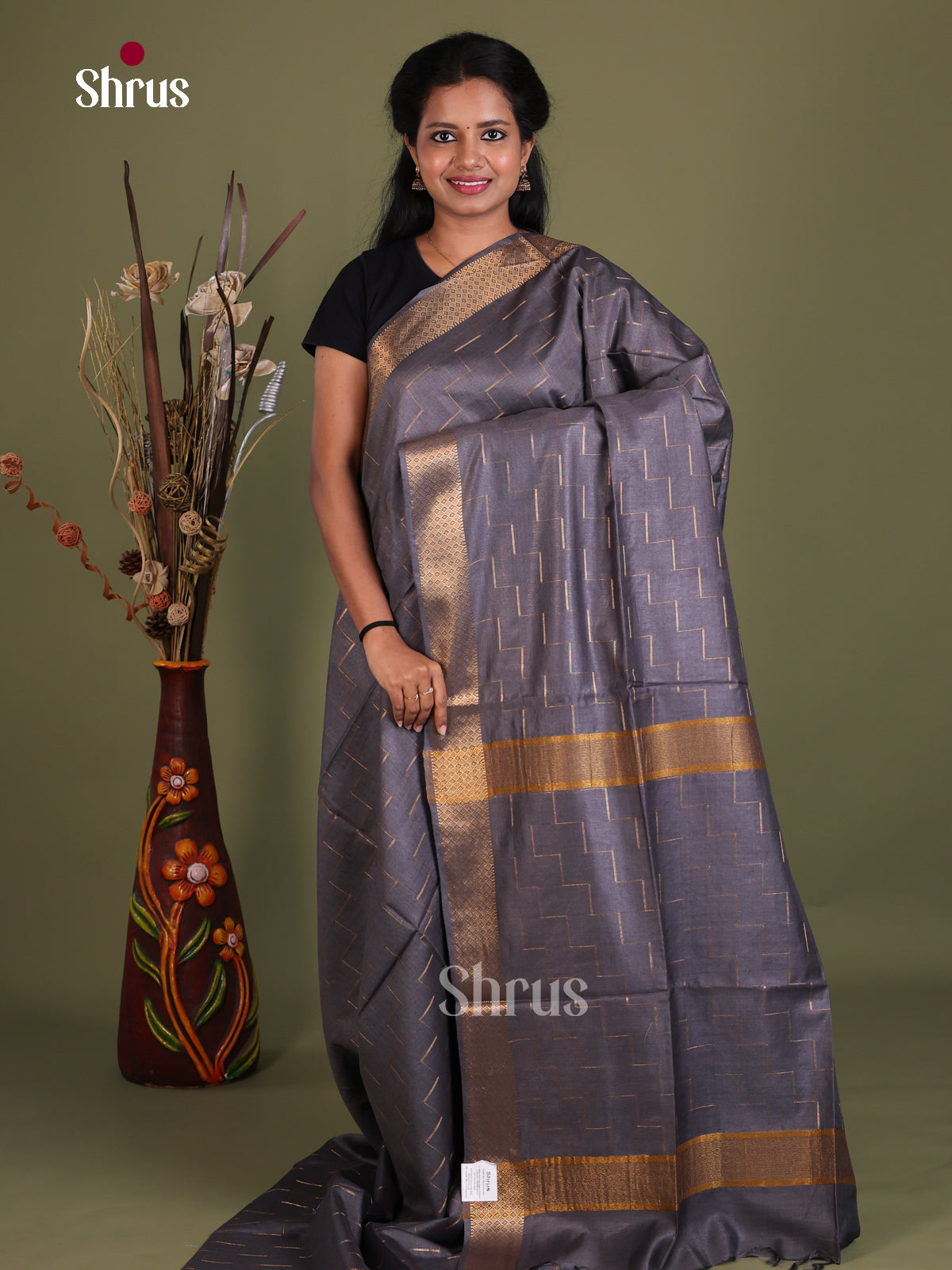 Semi Tussar Saree - EES21070 - Shop on Shrus.com