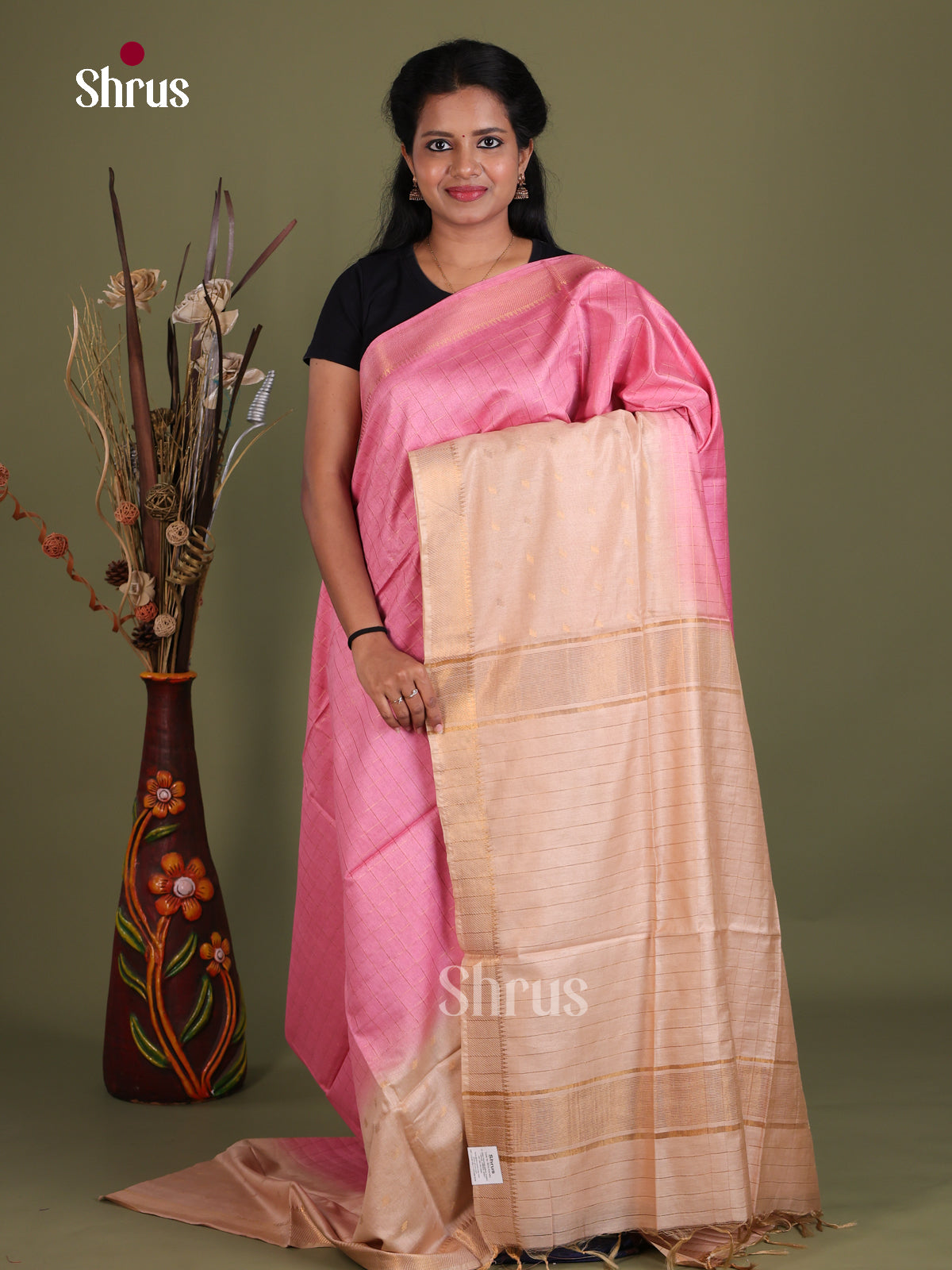 Semi Tussar Saree - EES21138 - Shop on Shrus.com