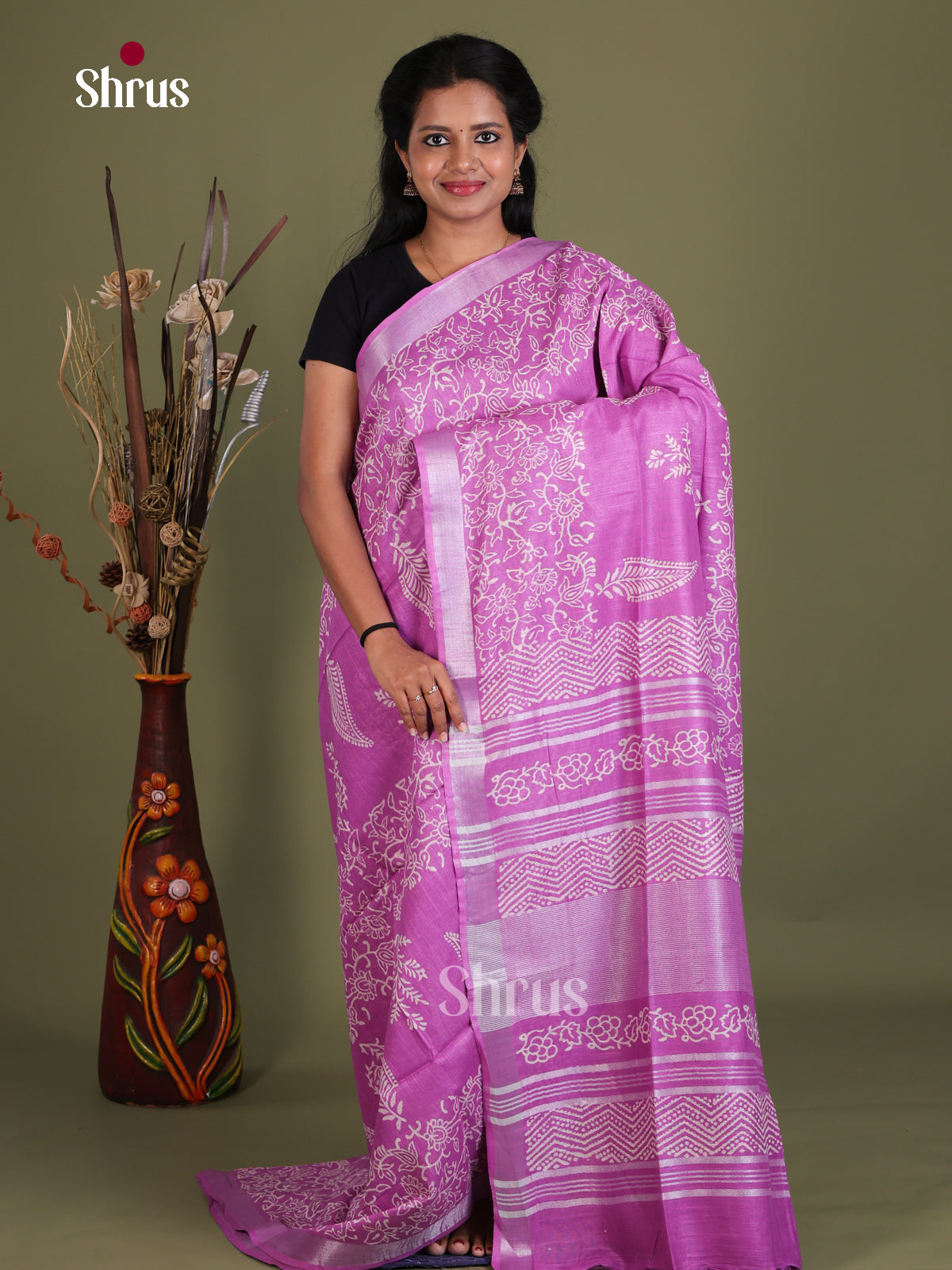 Linen Cotton Saree - EES21303 - Shop on Shrus.com