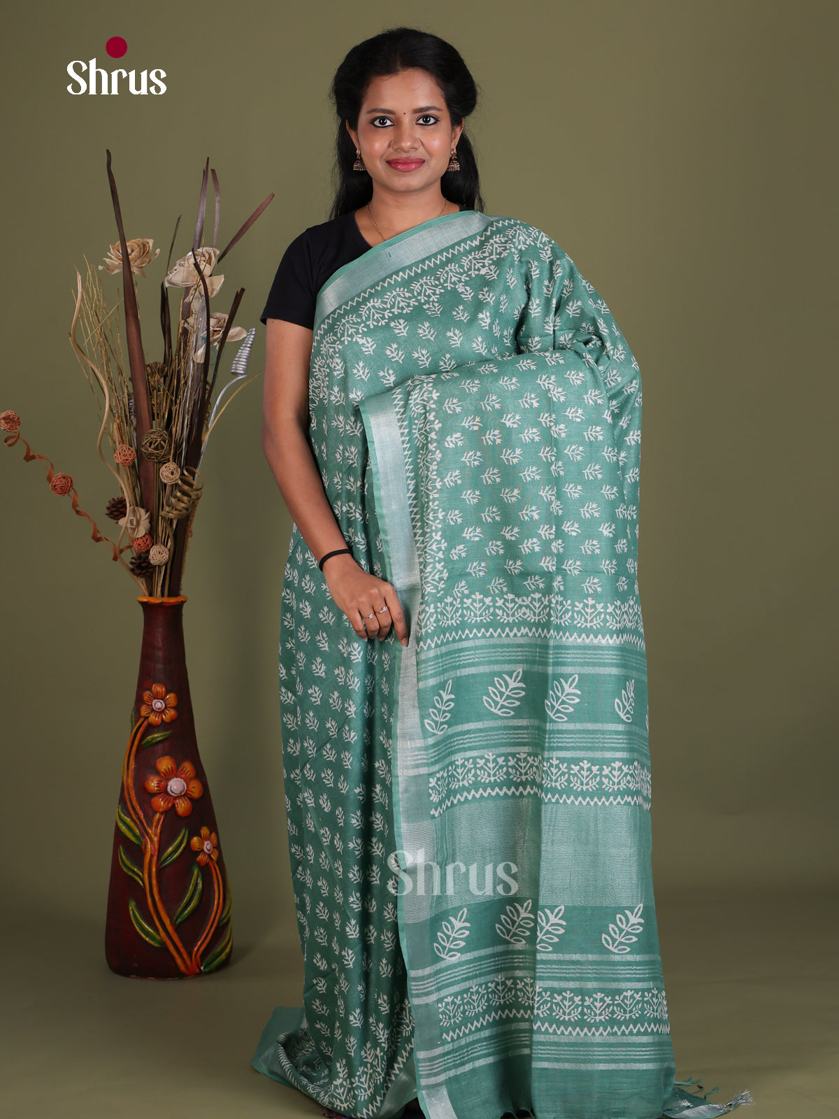 Linen Cotton Saree - EES21312 - Shop on Shrus.com