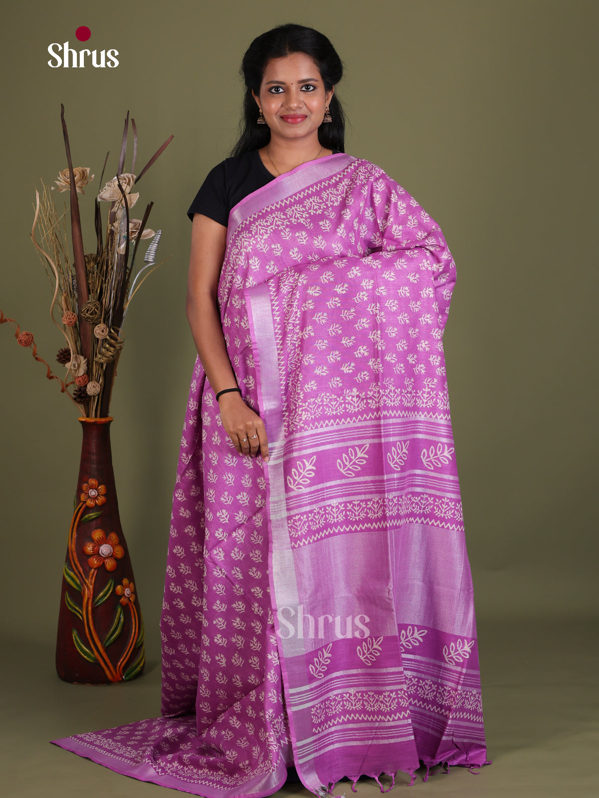 Linen Cotton Saree - EES21314 - Shop on Shrus.com