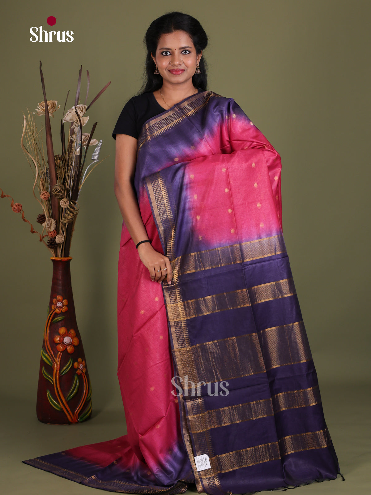 Semi Tussar Saree - EES21326 - Shop on Shrus.com