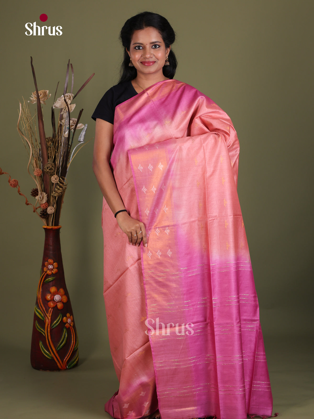 Semi Tussar Saree - EES21349 - Shop on Shrus.com