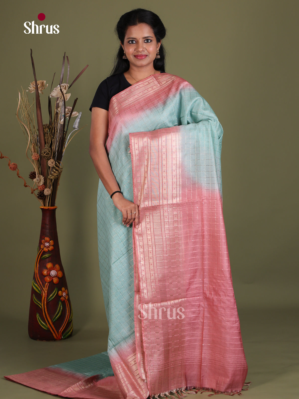 Semi Tussar Saree - EES21353 - Shop on Shrus.com