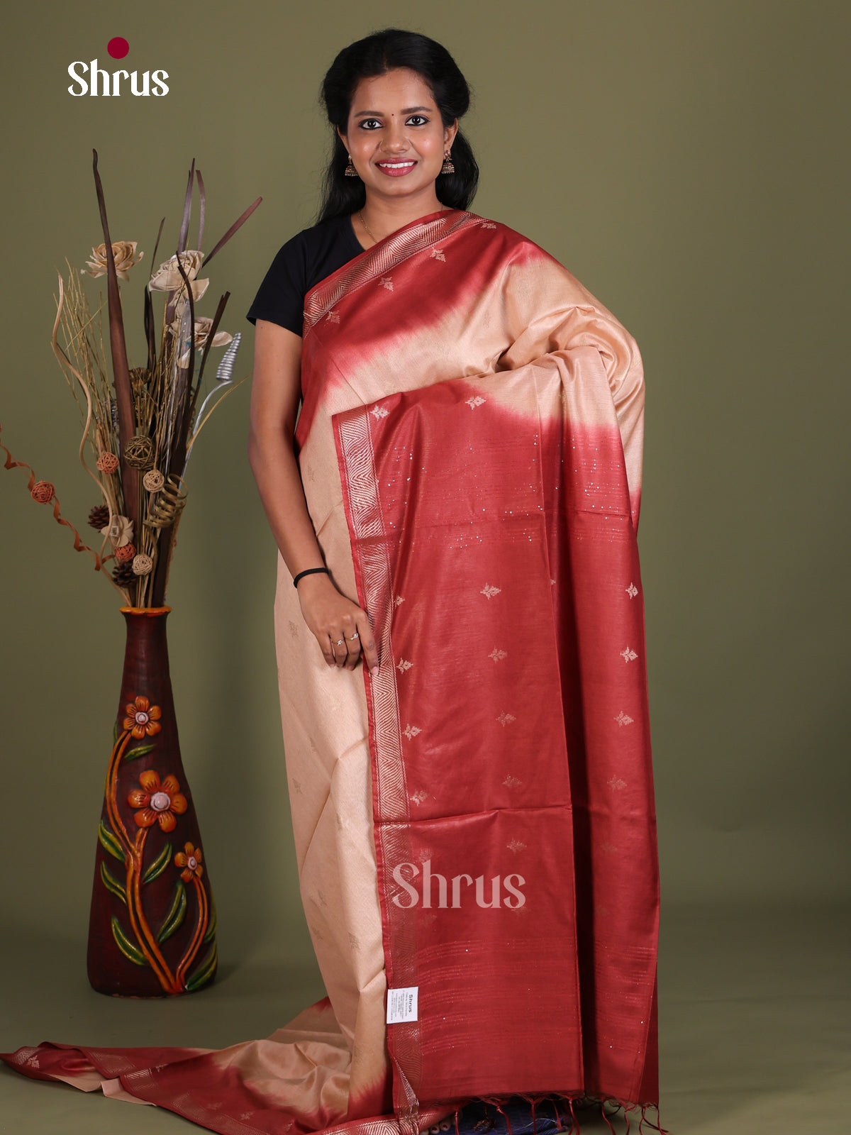Semi Tussar Saree - EES21374 - Shop on Shrus.com