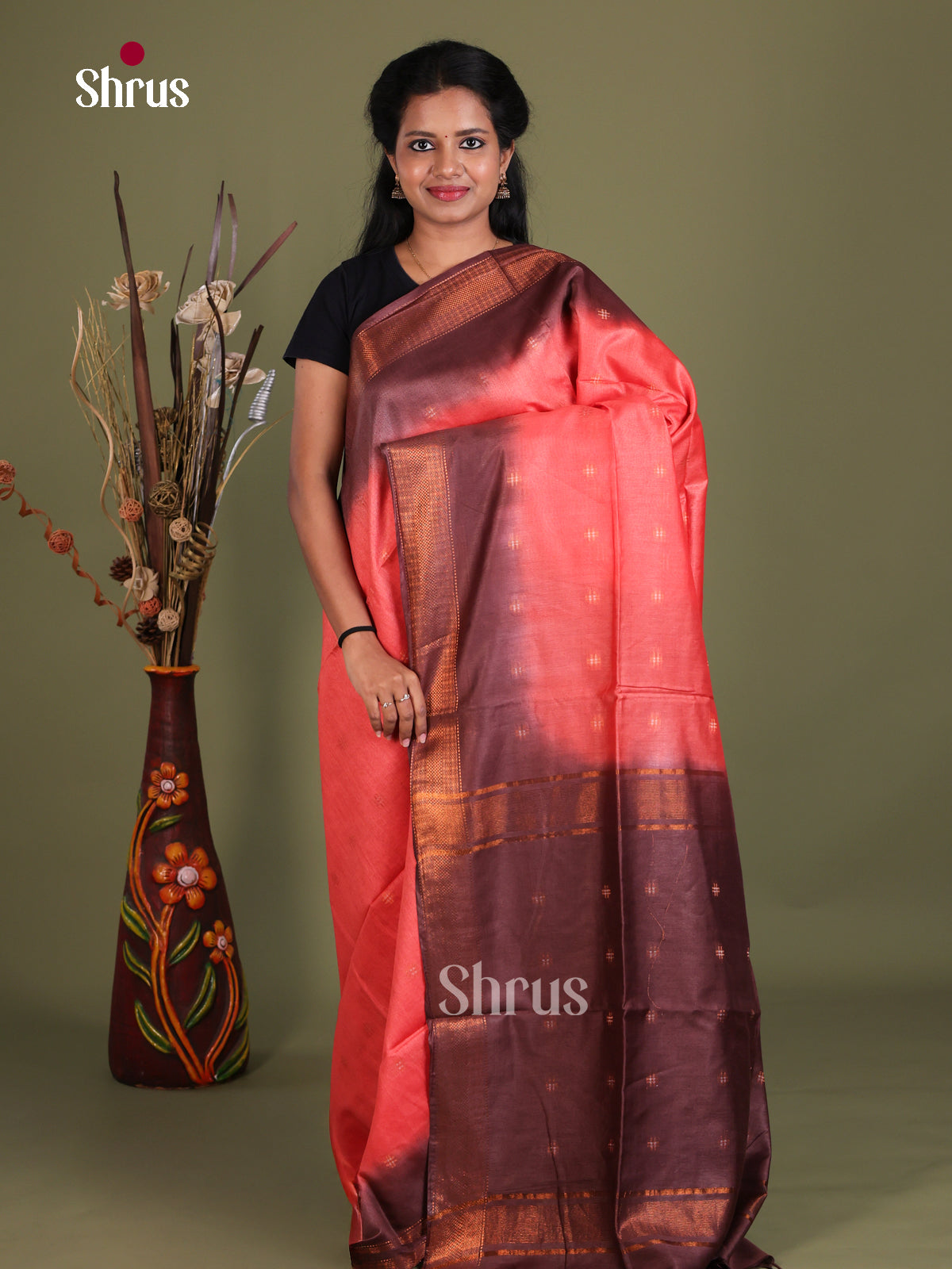 Semi Tussar Saree - EES21386 - Shop on Shrus.com