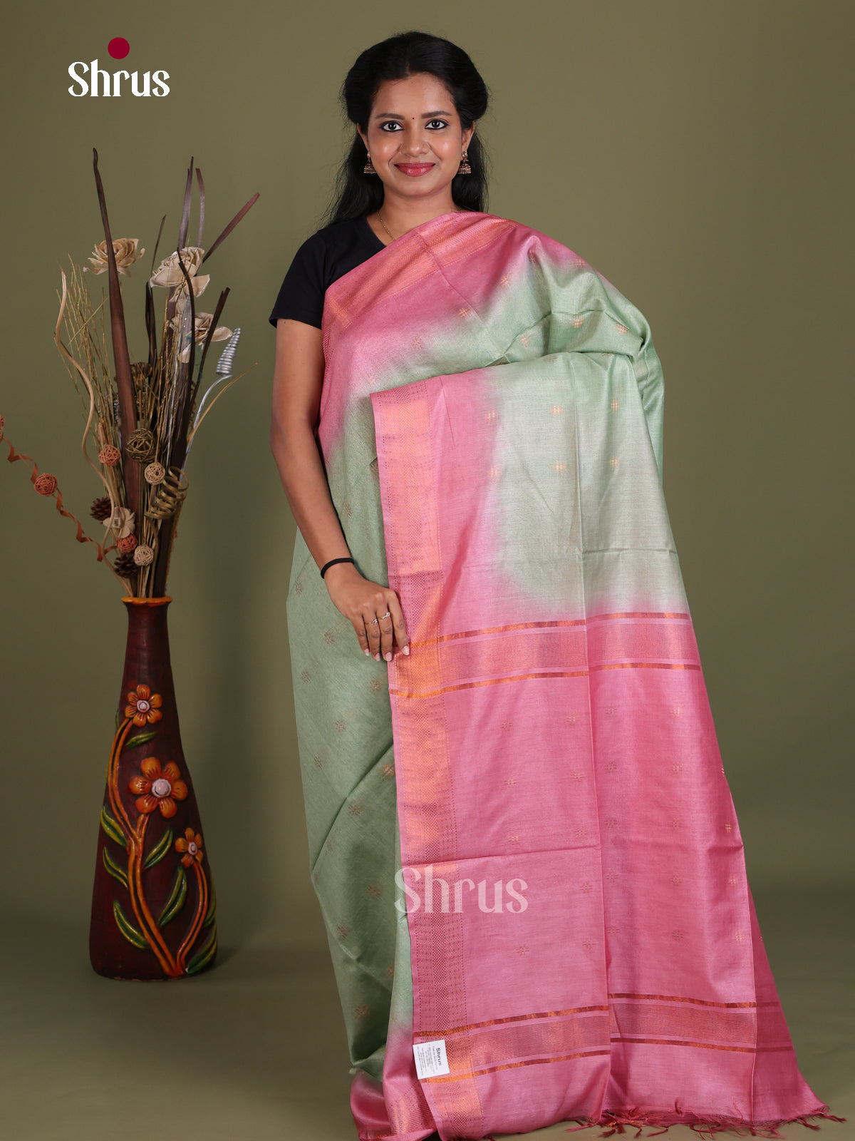Semi Tussar Saree - EES21388 - Shop on Shrus.com