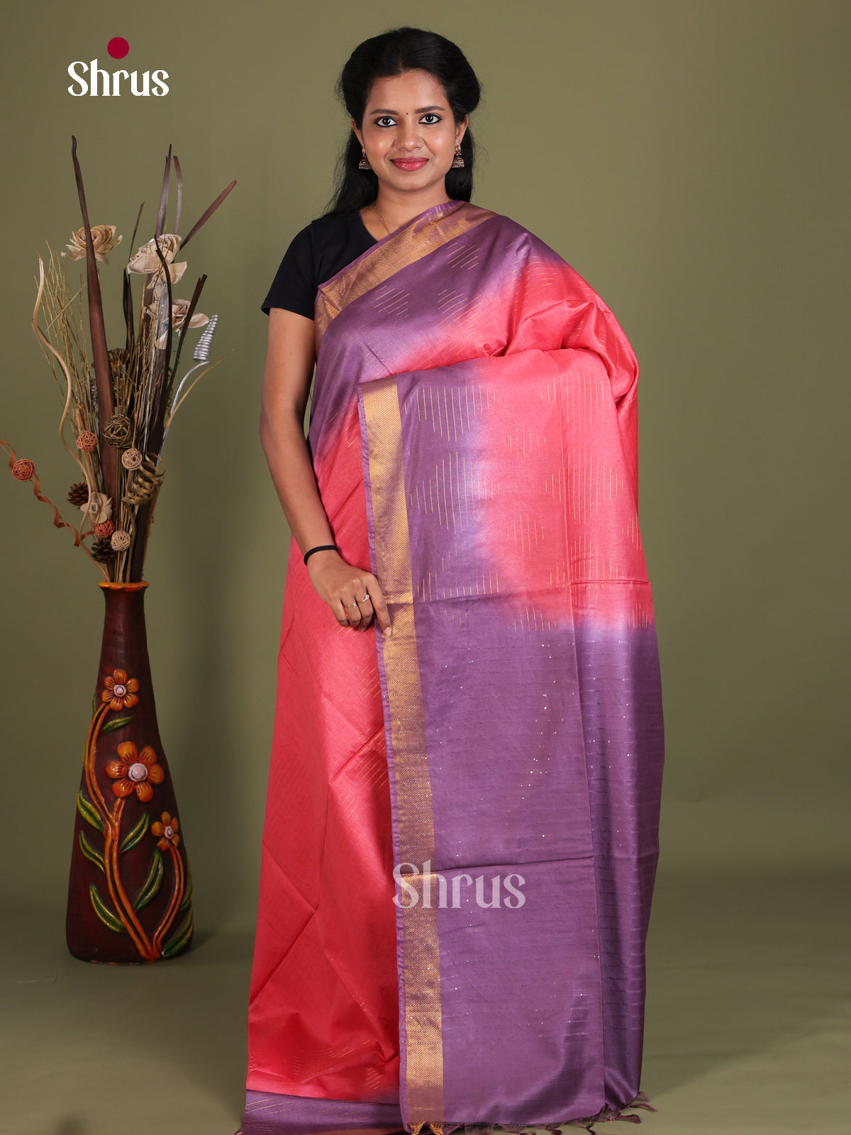 Semi Tussar Saree - EES21396 - Shop on Shrus.com