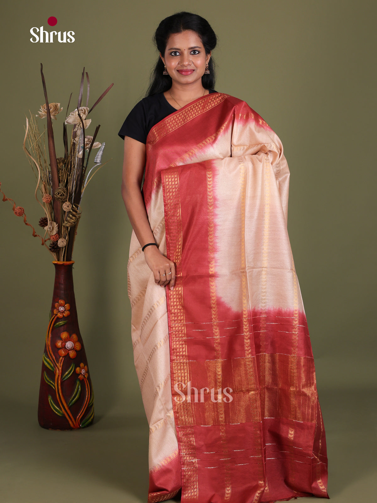 Semi Tussar Saree - EES21415 - Shop on Shrus.com