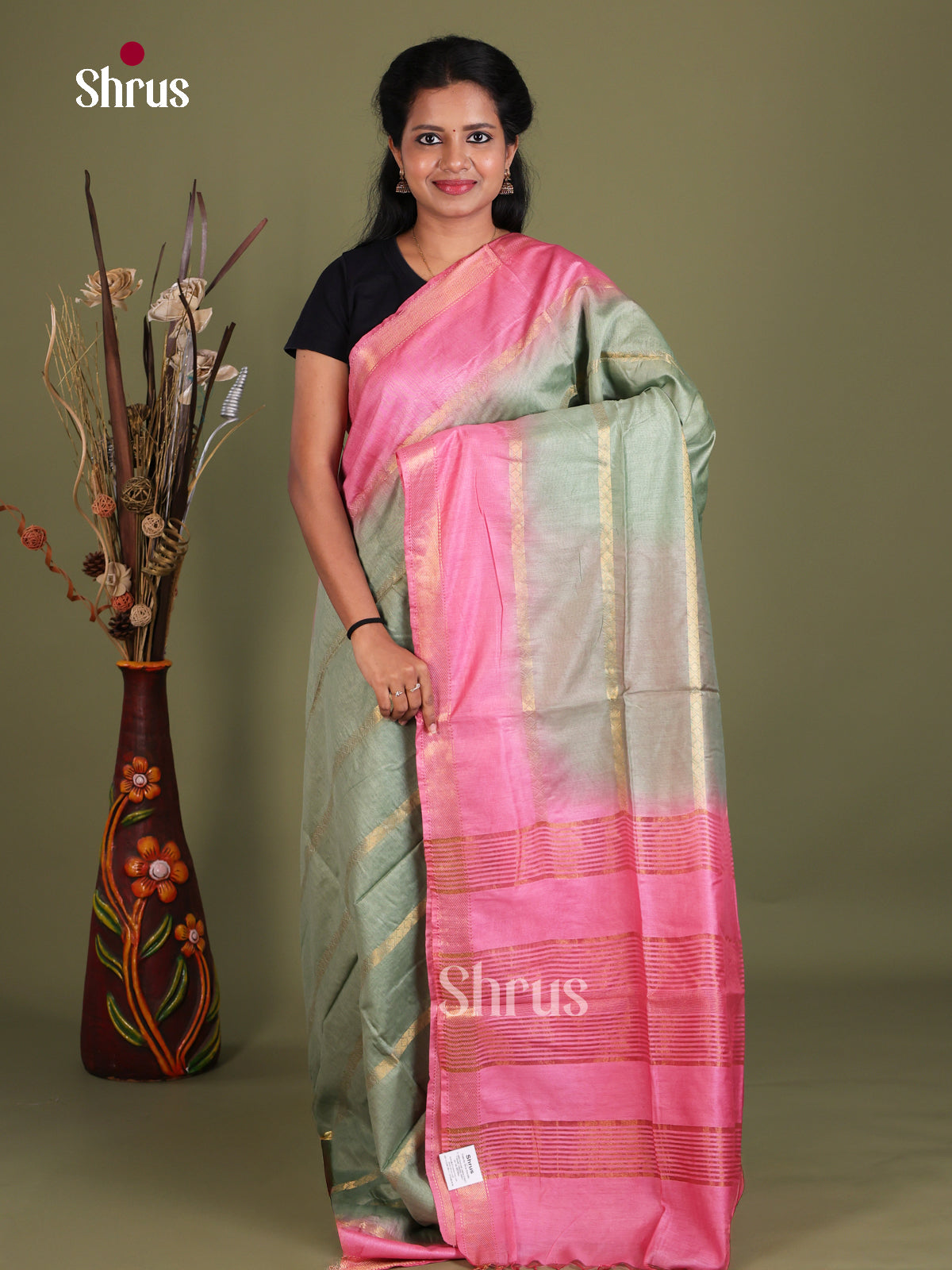 Semi Tussar Saree - EES21427 - Shop on Shrus.com