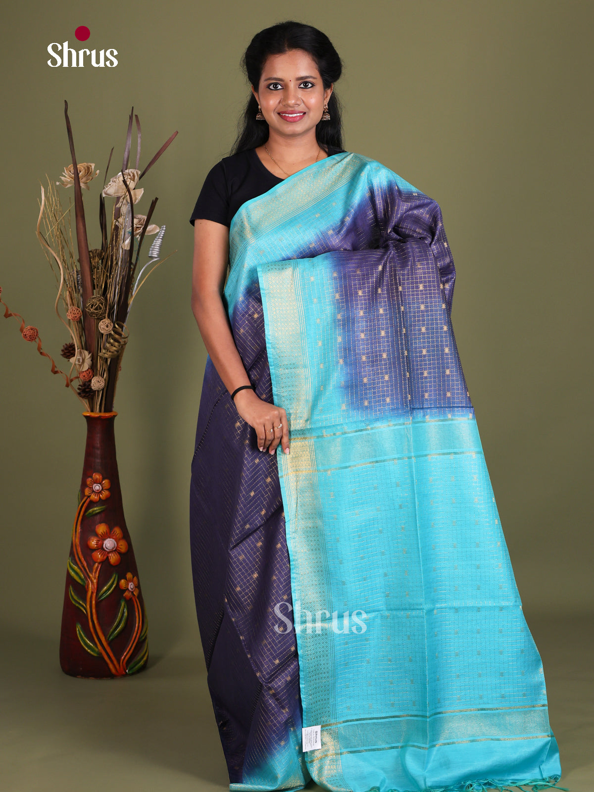 Semi Tussar Saree - EES21439 - Shop on Shrus.com