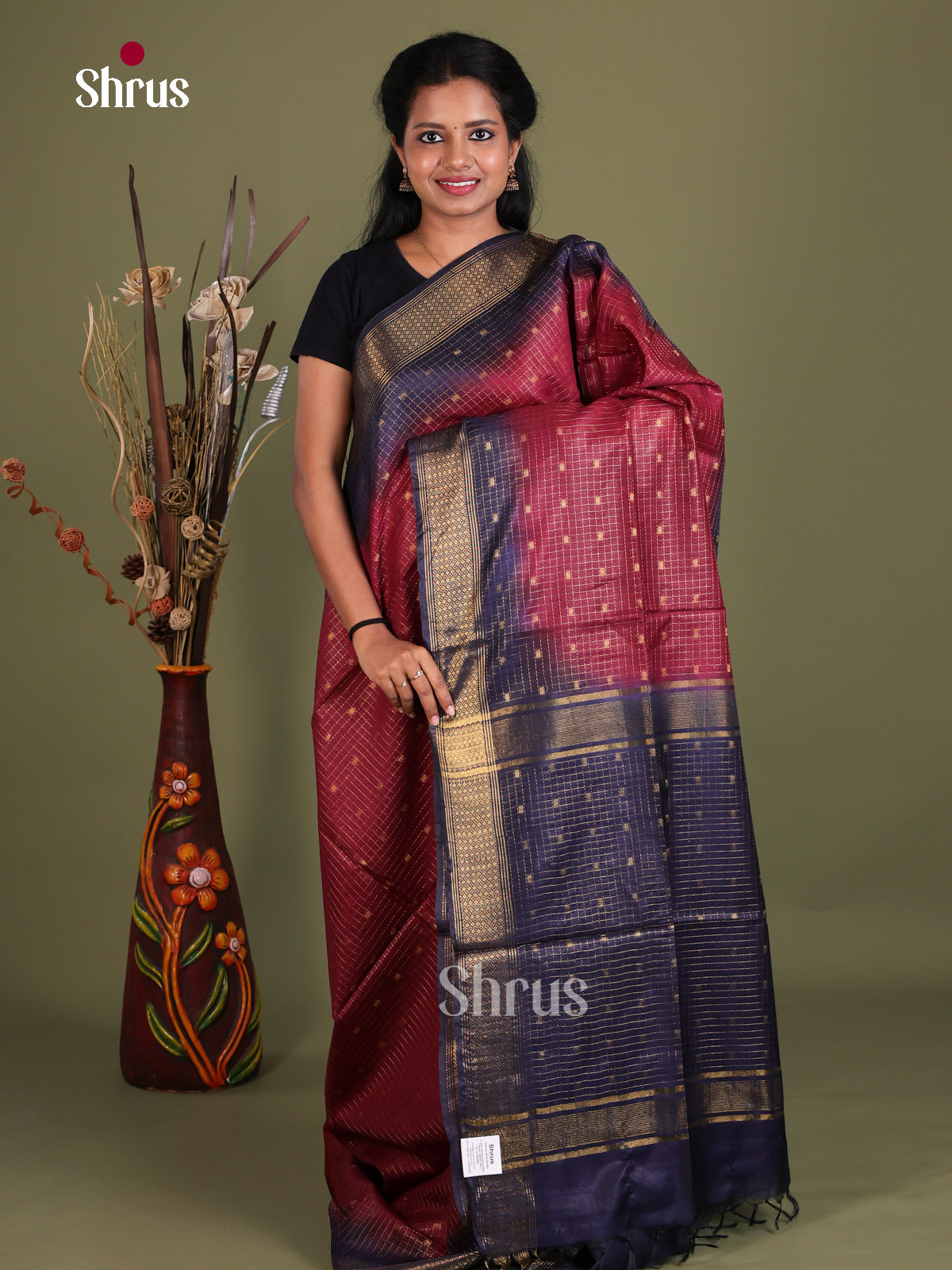 Semi Tussar Saree - EES21440 - Shop on Shrus.com