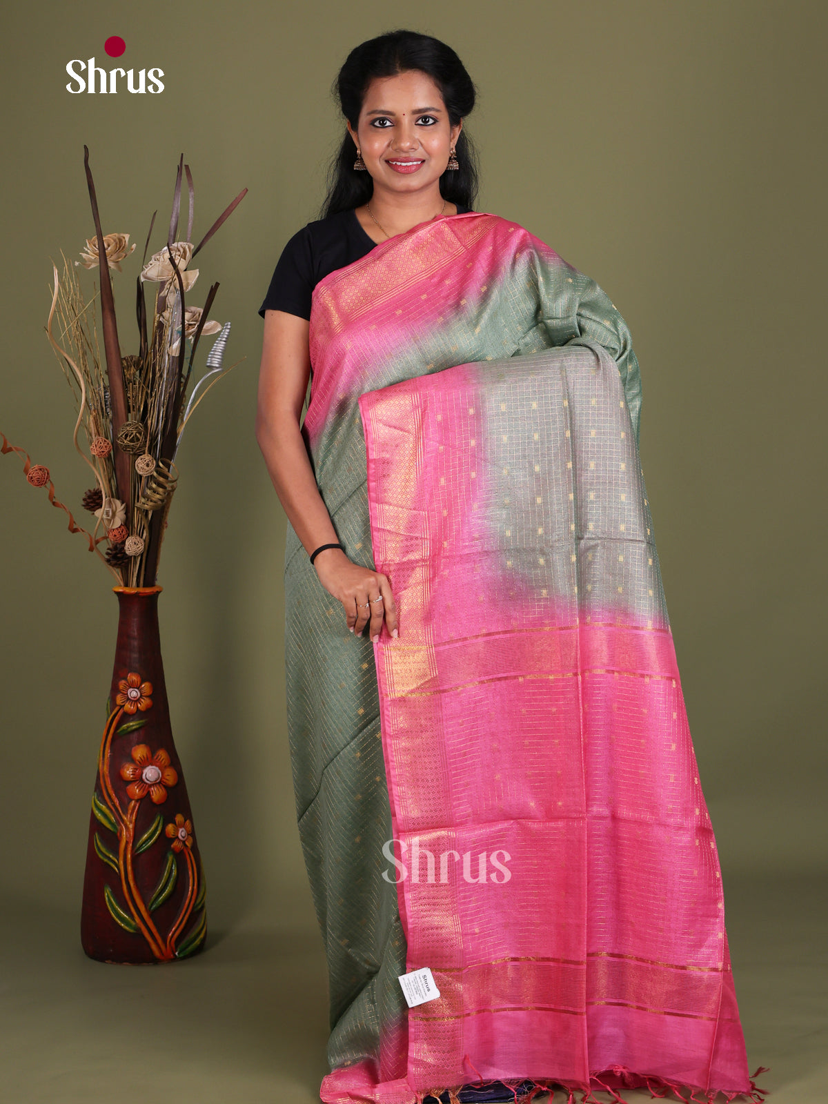 Semi Tussar Saree - EES21442 - Shop on Shrus.com