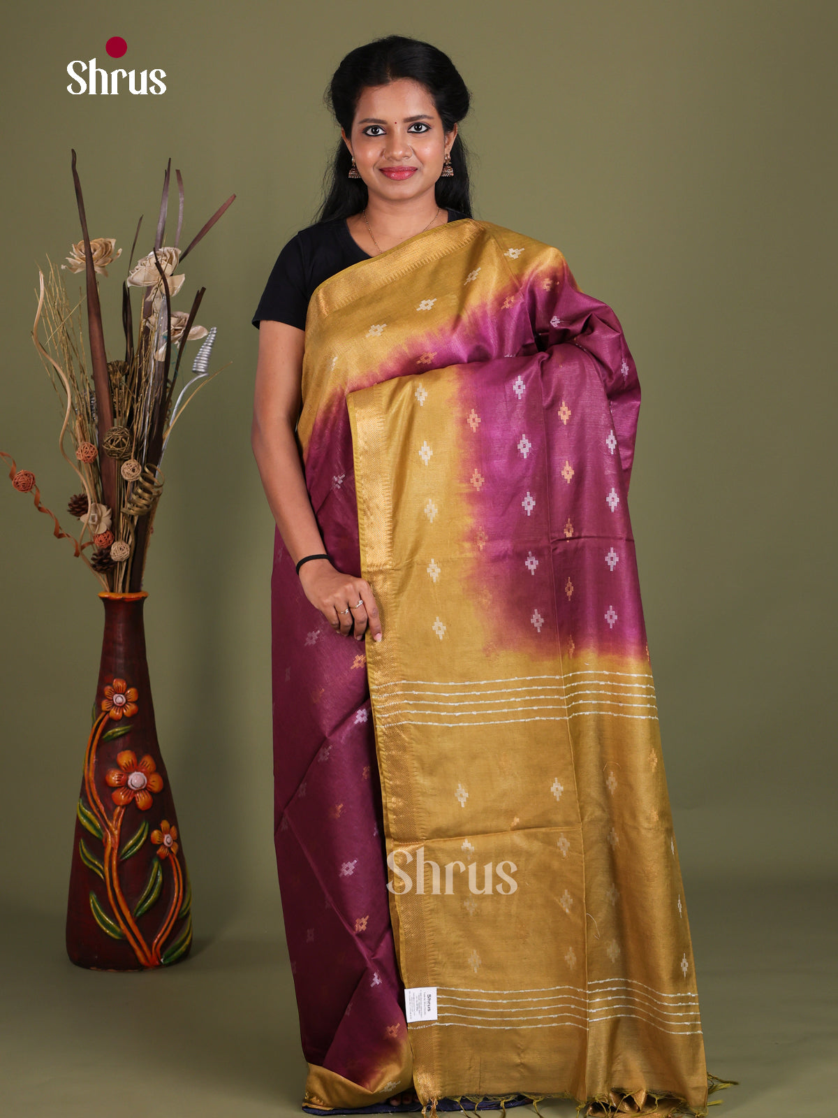 Semi Tussar Saree - EES21455 - Shop on Shrus.com