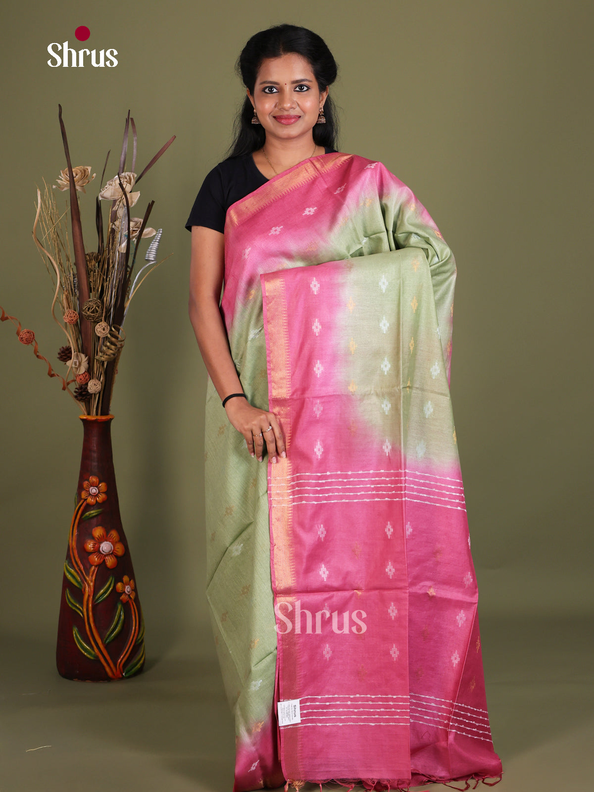 Semi Tussar Saree - EES21456 - Shop on Shrus.com