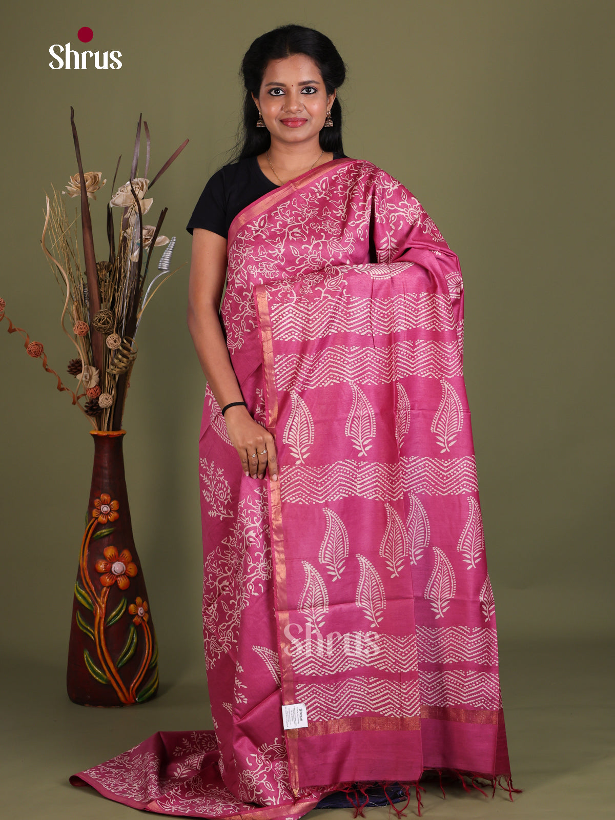 Semi Tussar Saree - EES21464 - Shop on Shrus.com