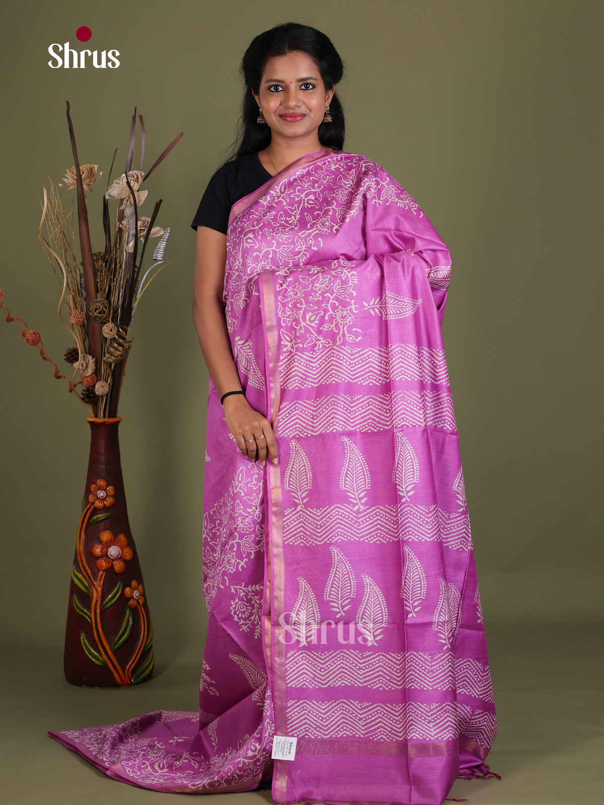 Semi Tussar Saree - EES21480 - Shop on Shrus.com