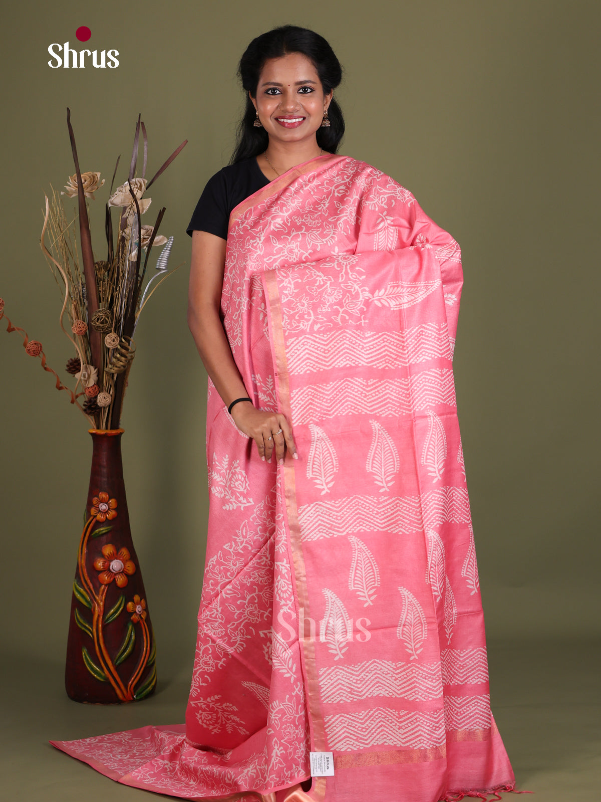 Semi Tussar Saree - EES21493 - Shop on Shrus.com