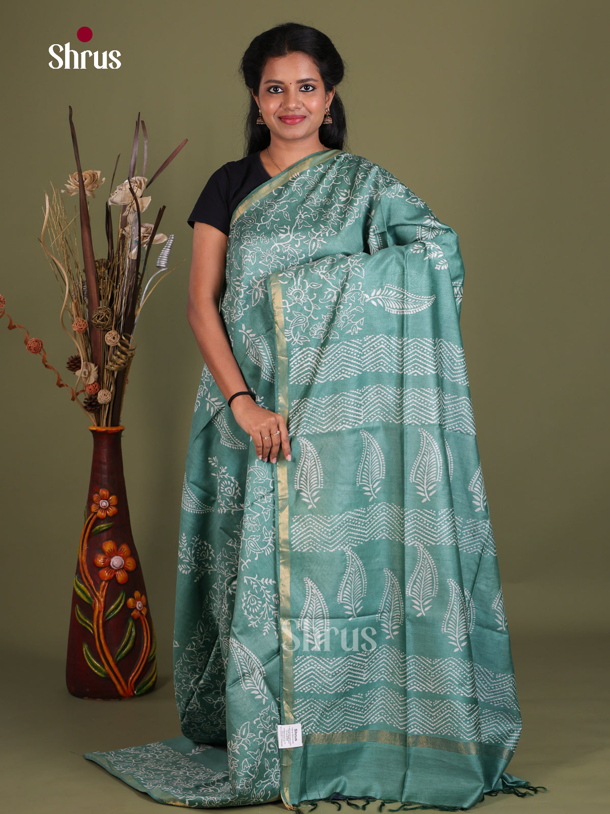 Semi Tussar Saree - EES21494 - Shop on Shrus.com