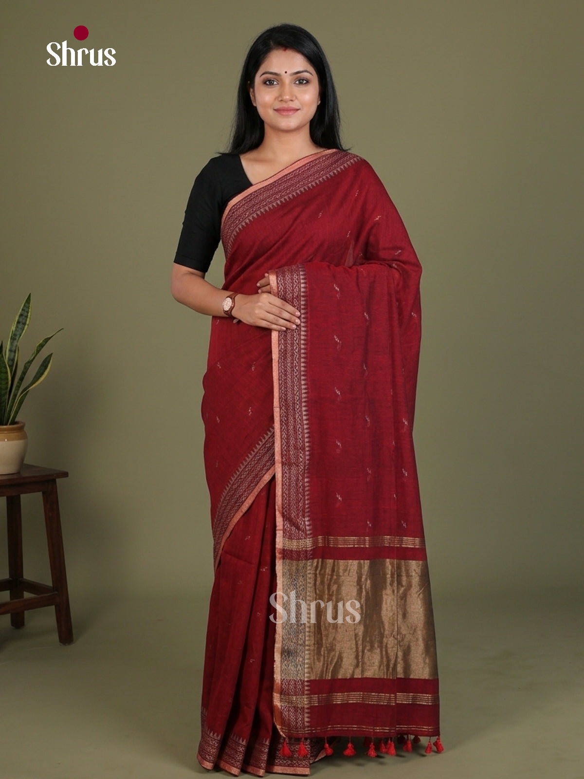 Bengal cotton Saree - EES21784 - Shop on Shrus.com