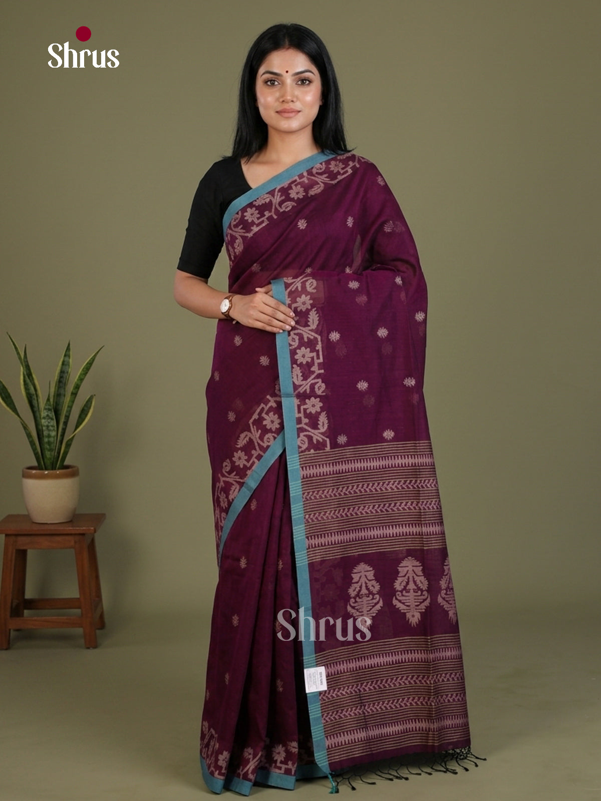 Bengal cotton Saree - EES21860 - Shop on Shrus.com