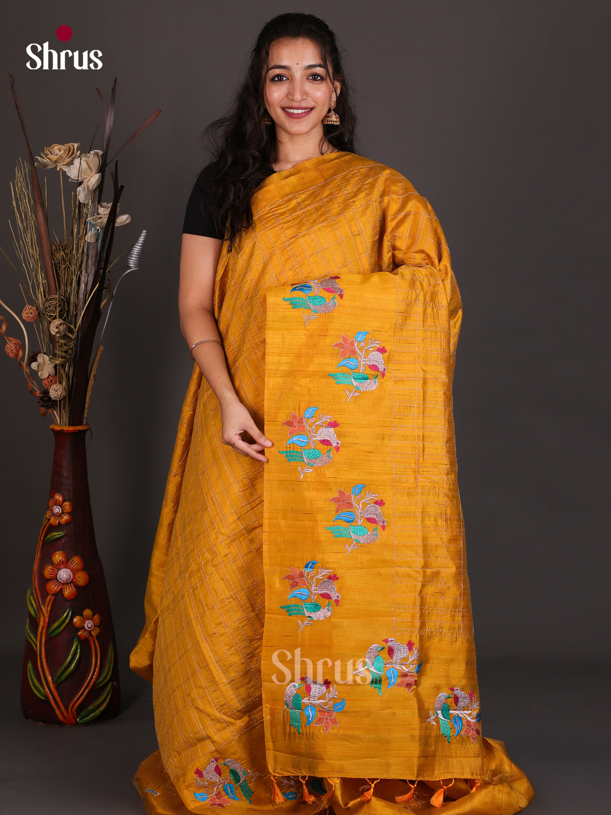 Semi Rawsilk Embroidery Saree - EES22095
