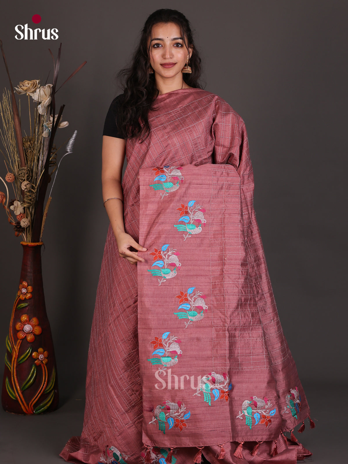 Semi Rawsilk Embroidery Saree - EES22097