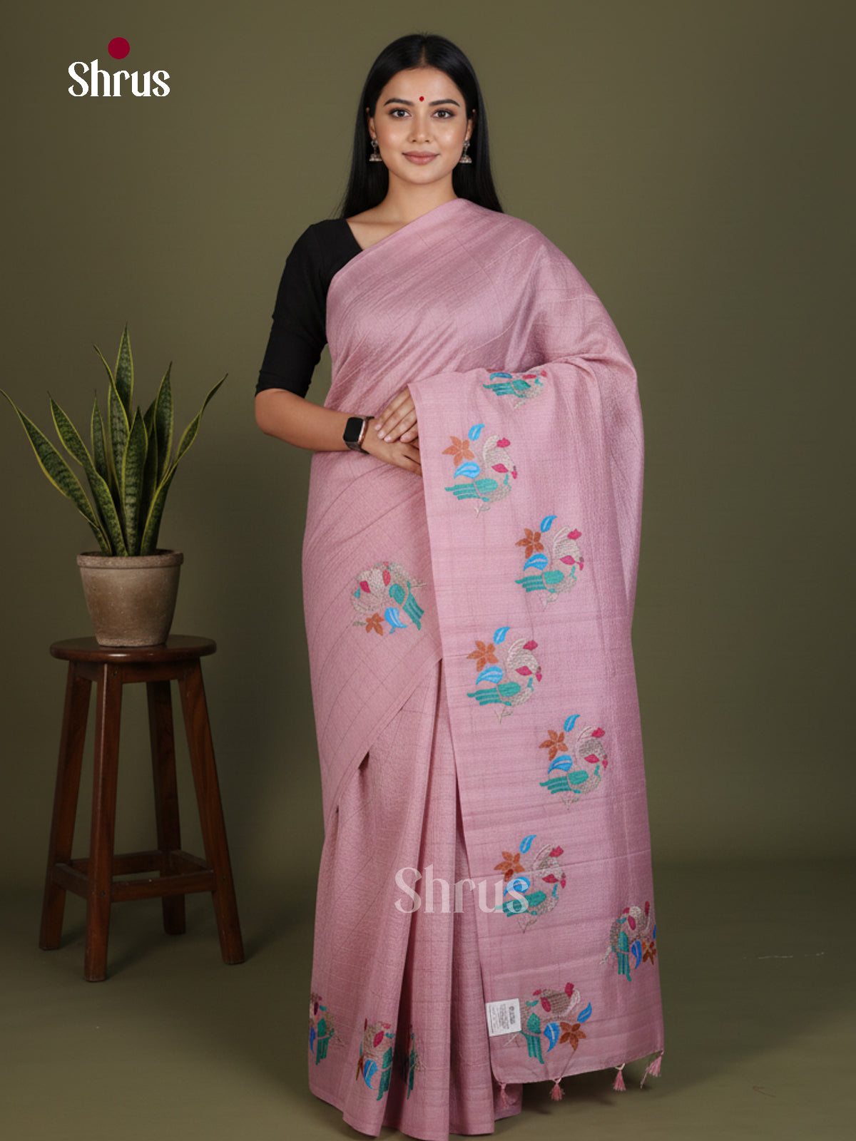 Semi Rawsilk Embroidery Saree - EES22099 - Shop on Shrus.com