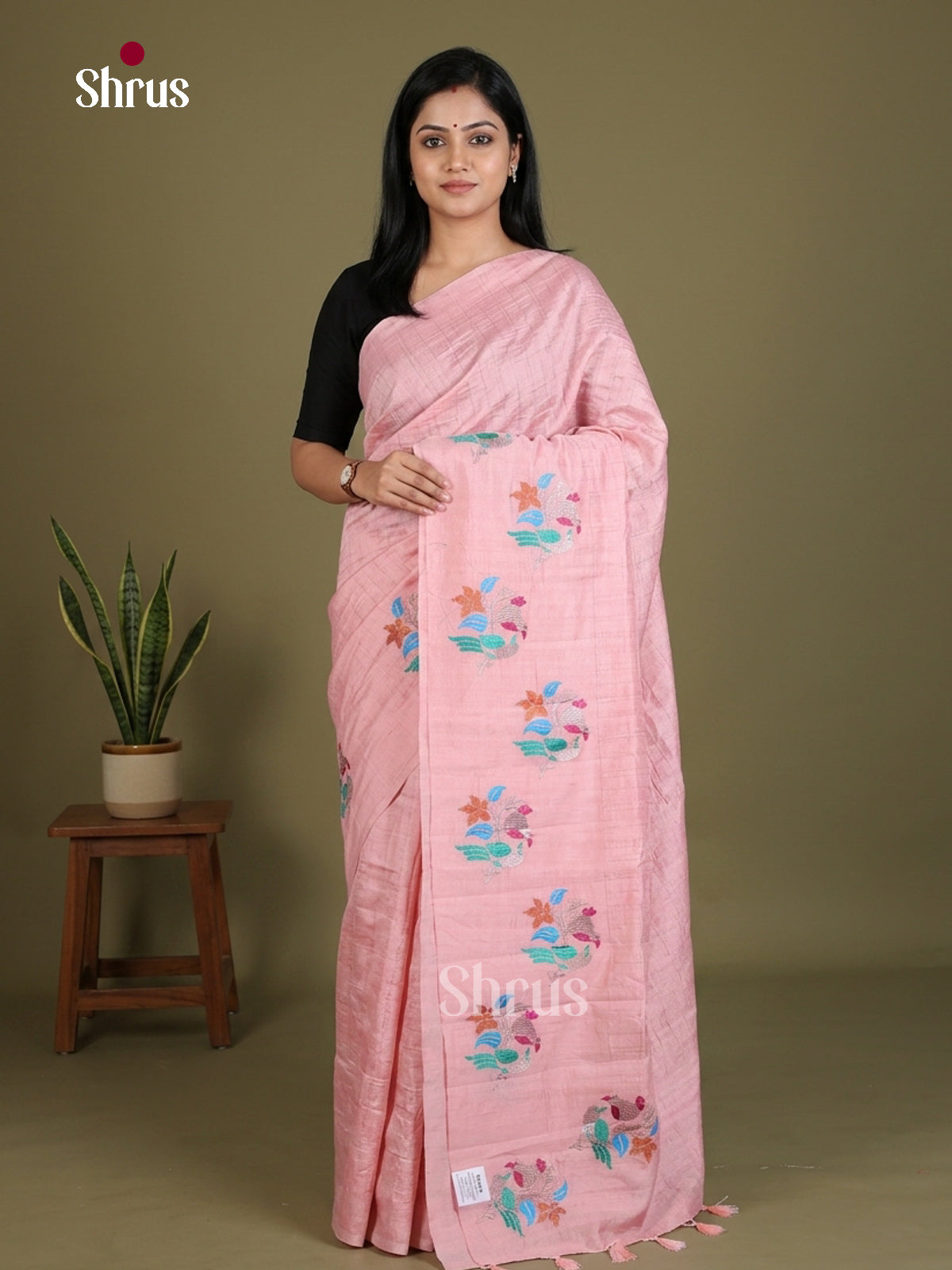 Semi Rawsilk Embroidery Saree - EES22100 - Shop on Shrus.com