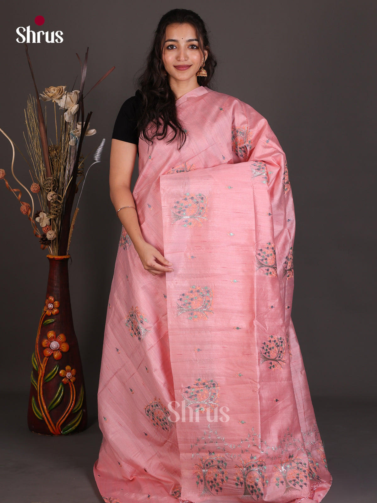 Semi Rawsilk Embroidery Saree - EES22121