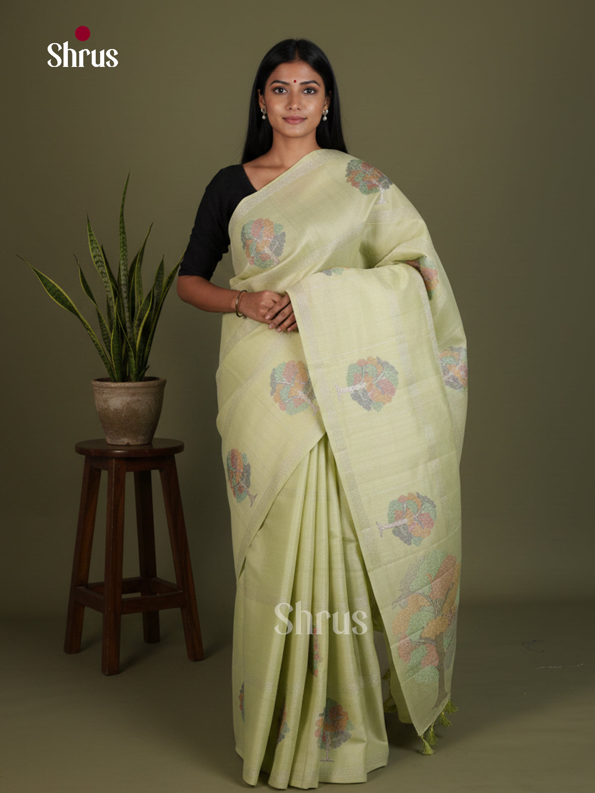 Semi Rawsilk Embroidery Saree - EES22129 - Shop on Shrus.com