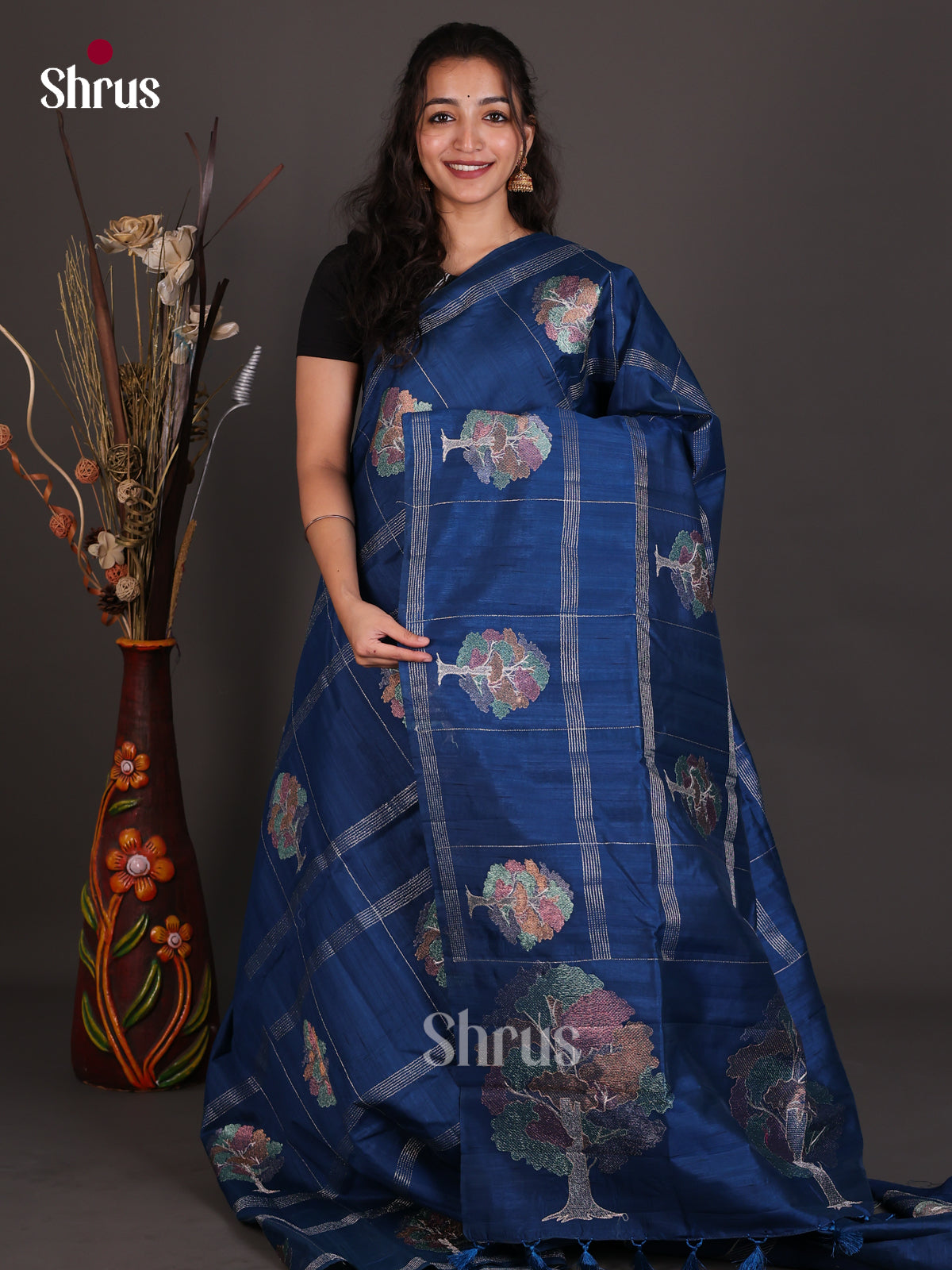 Semi Rawsilk Embroidery Saree - EES22130