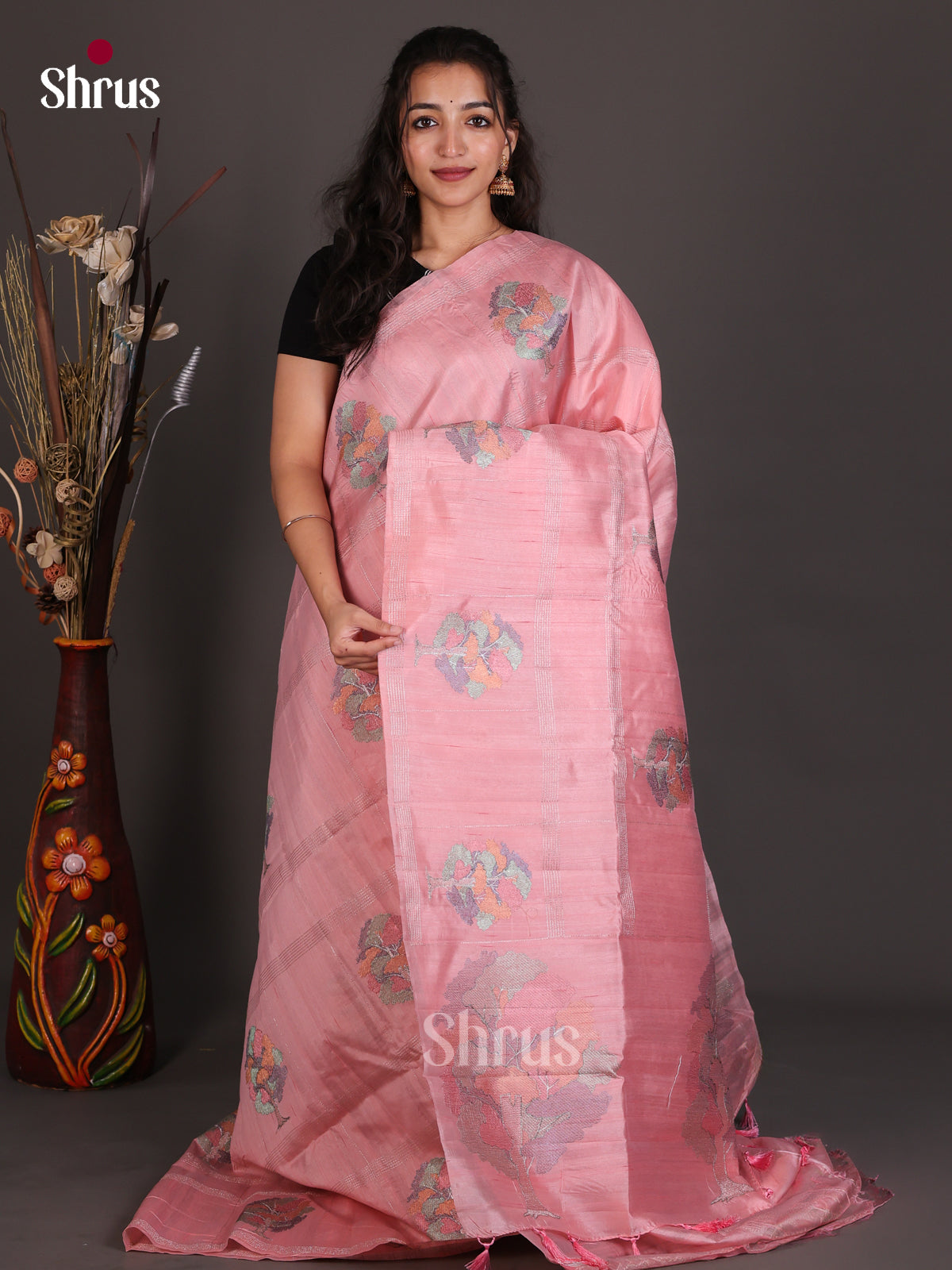 Semi Rawsilk Embroidery Saree - EES22140
