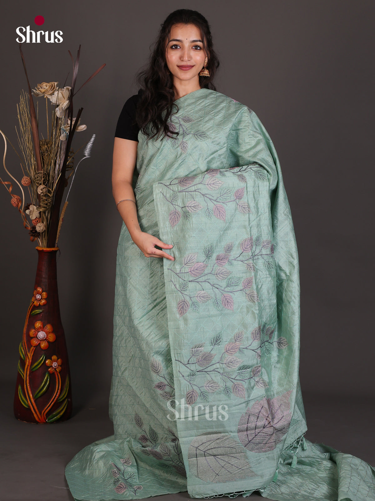 Semi Rawsilk Embroidery Saree - EES22145