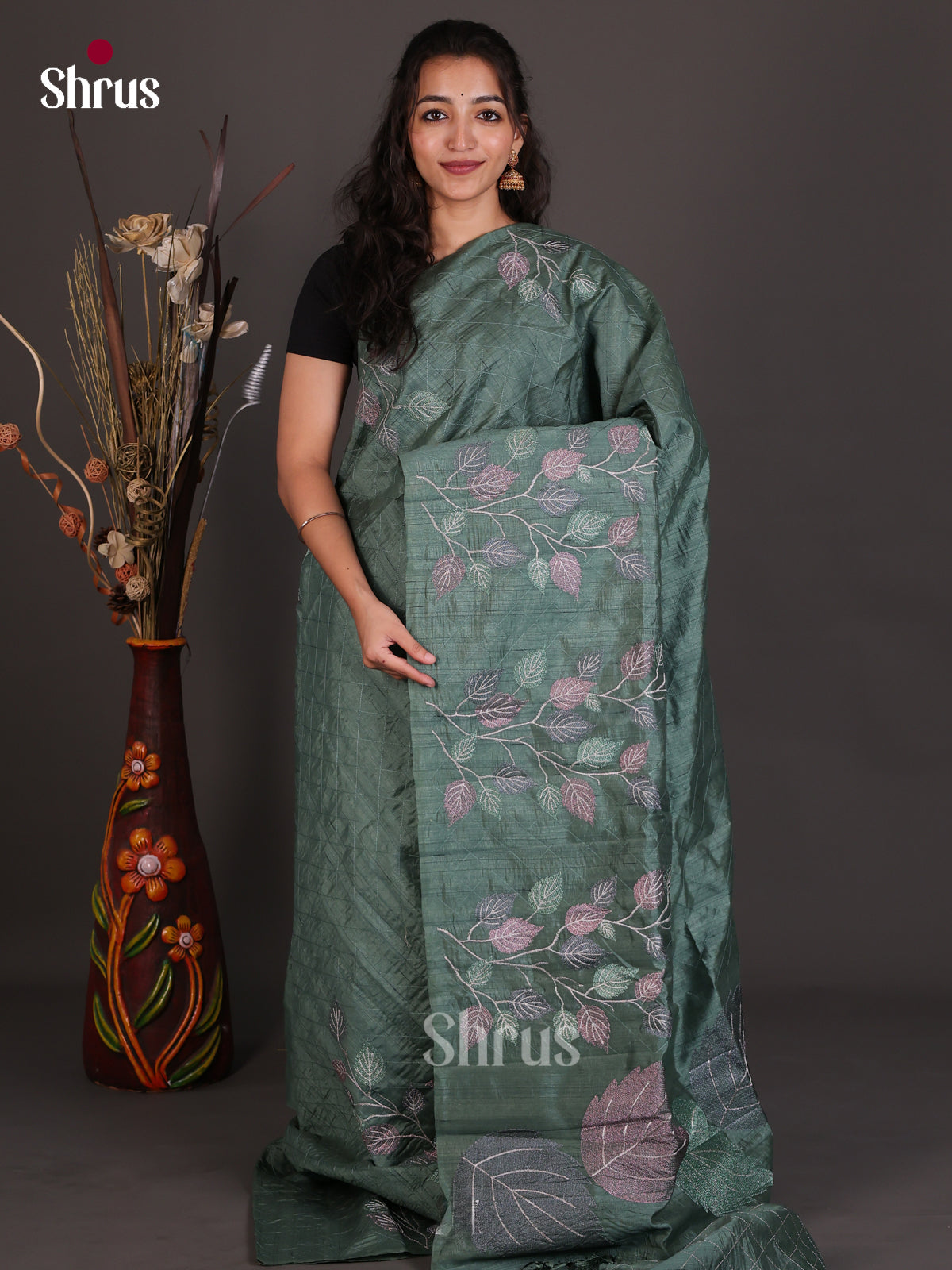 Semi Rawsilk Embroidery Saree - EES22149