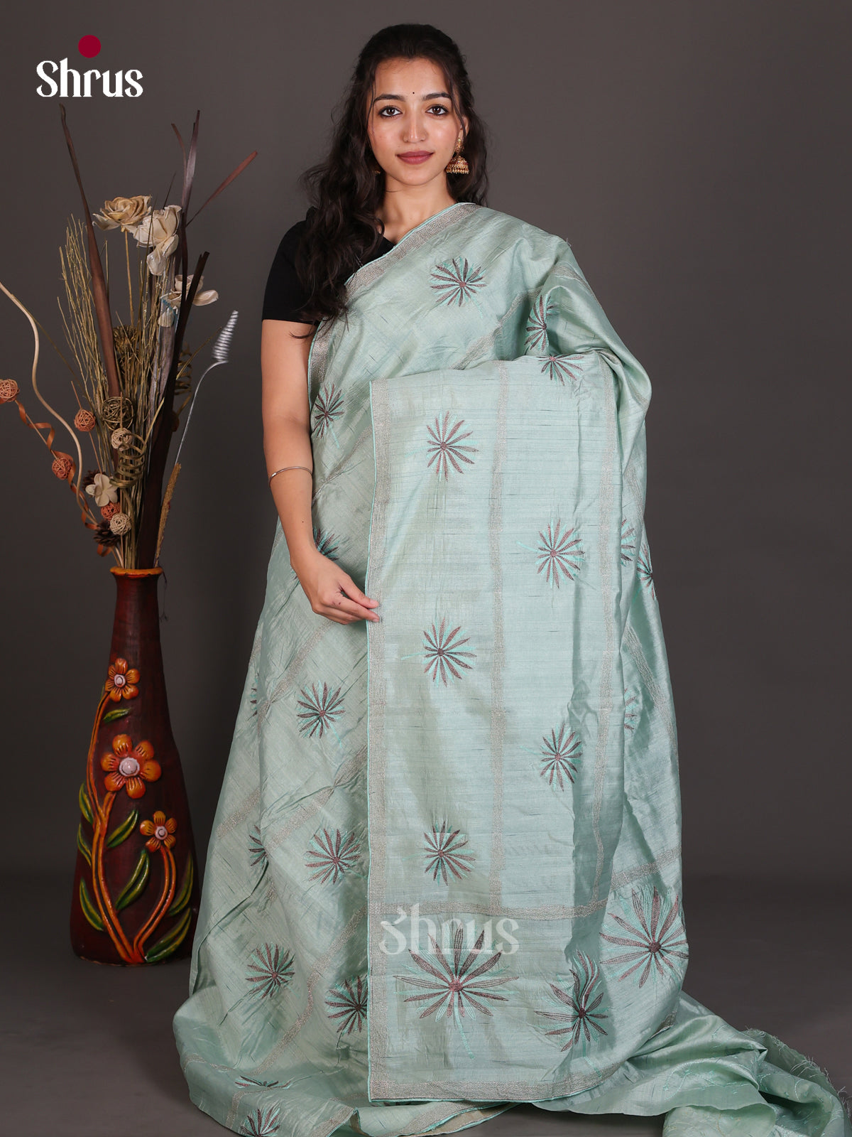 Semi Rawsilk Embroidery Saree - EES22154