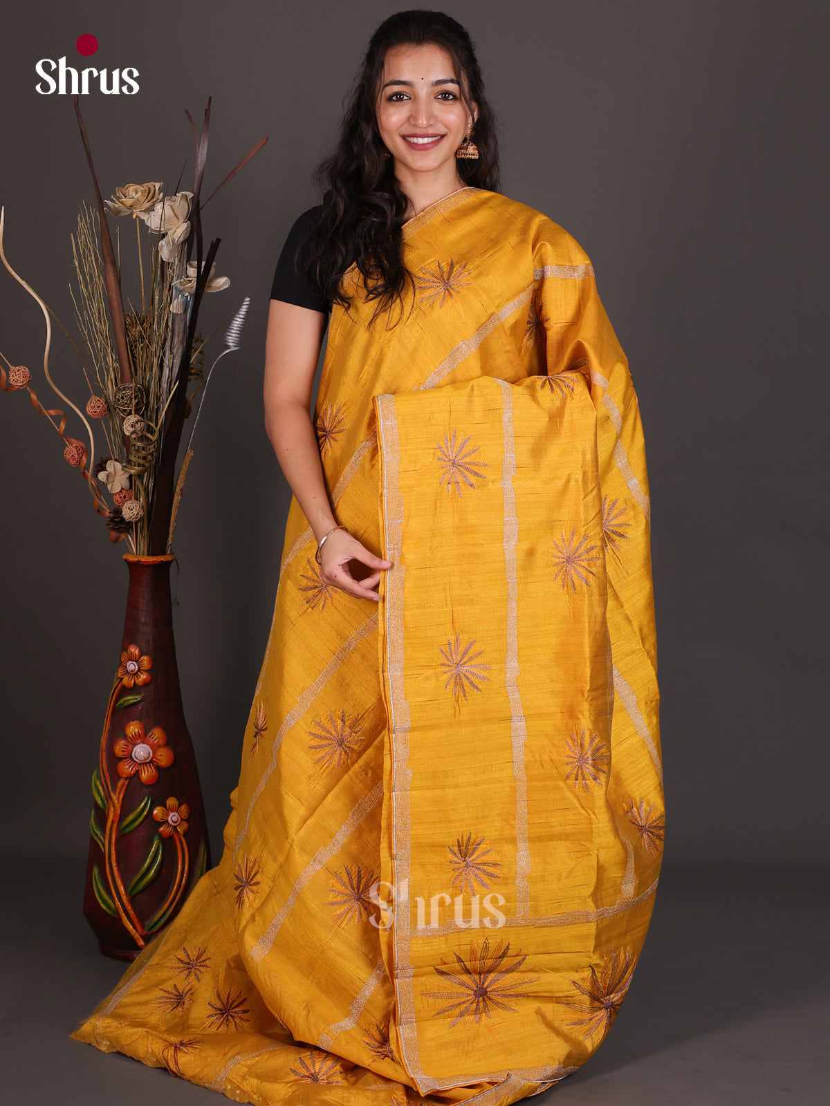 Semi Rawsilk Embroidery Saree - EES22155