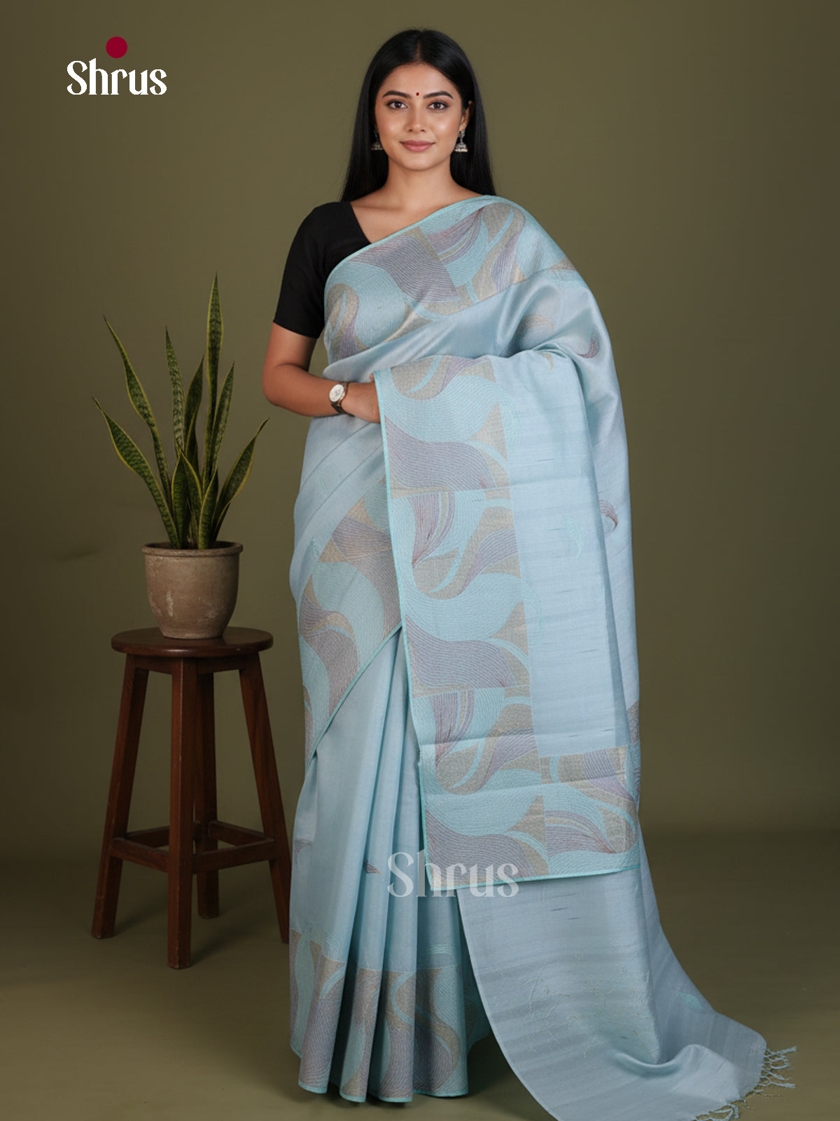 Semi Rawsilk Embroidery Saree - EES22198 - Shop on Shrus.com