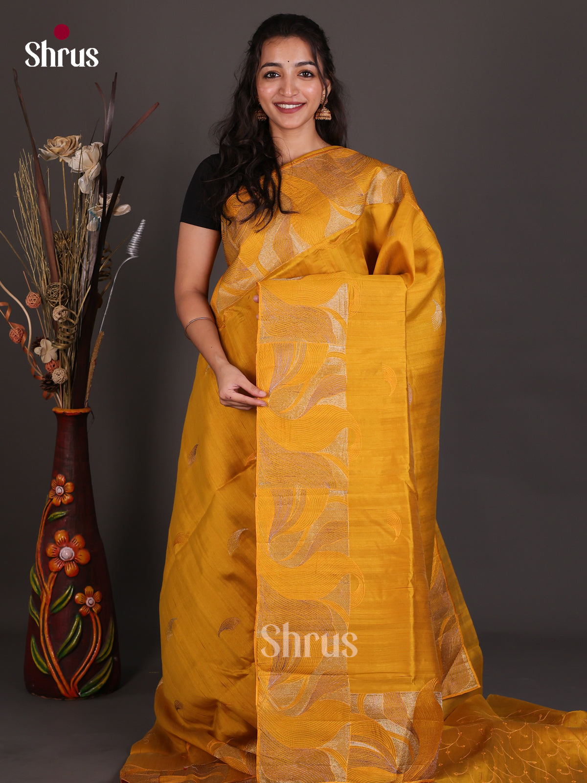 Semi Rawsilk Embroidery Saree - EES22201