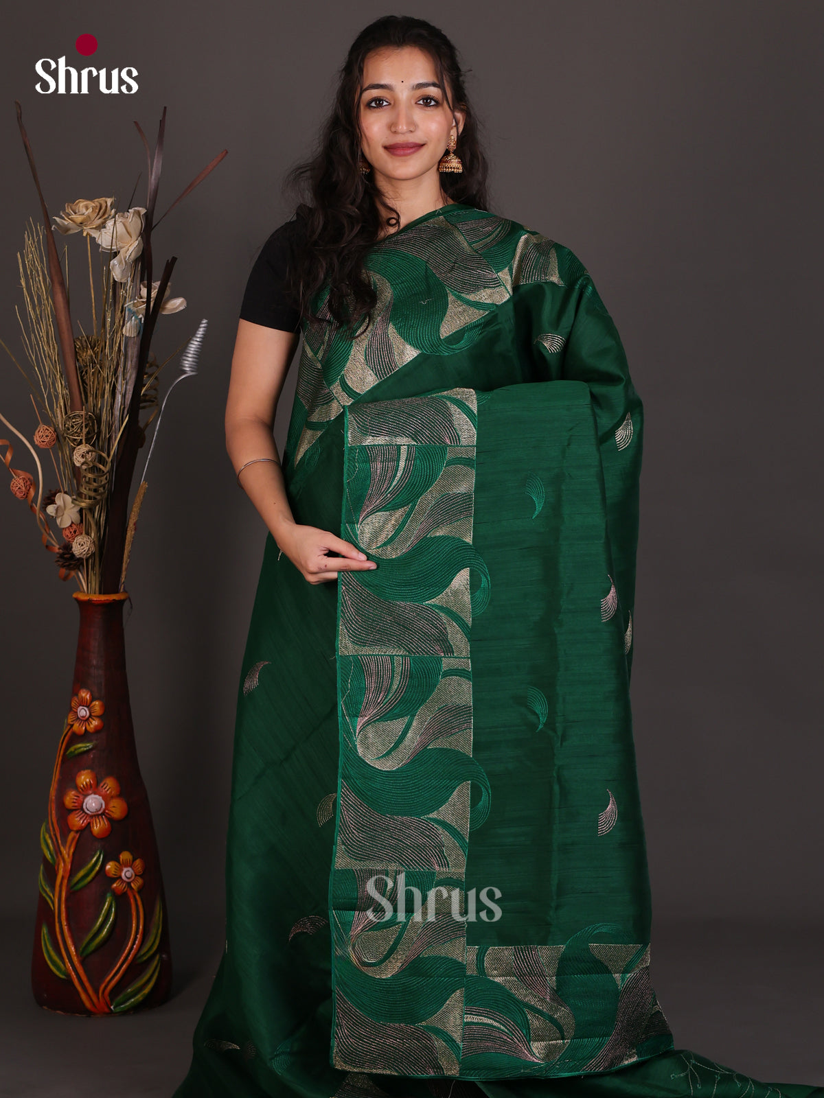 Semi Rawsilk Embroidery Saree - EES22207