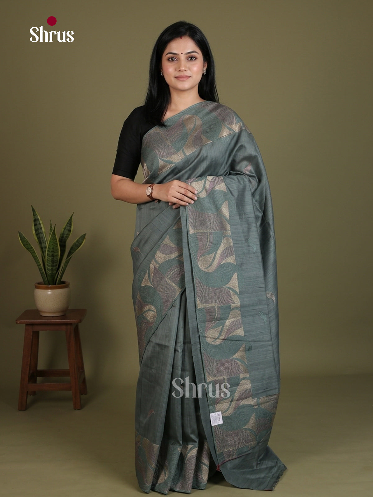 Semi Rawsilk Embroidery Saree - EES22209 - Shop on Shrus.com