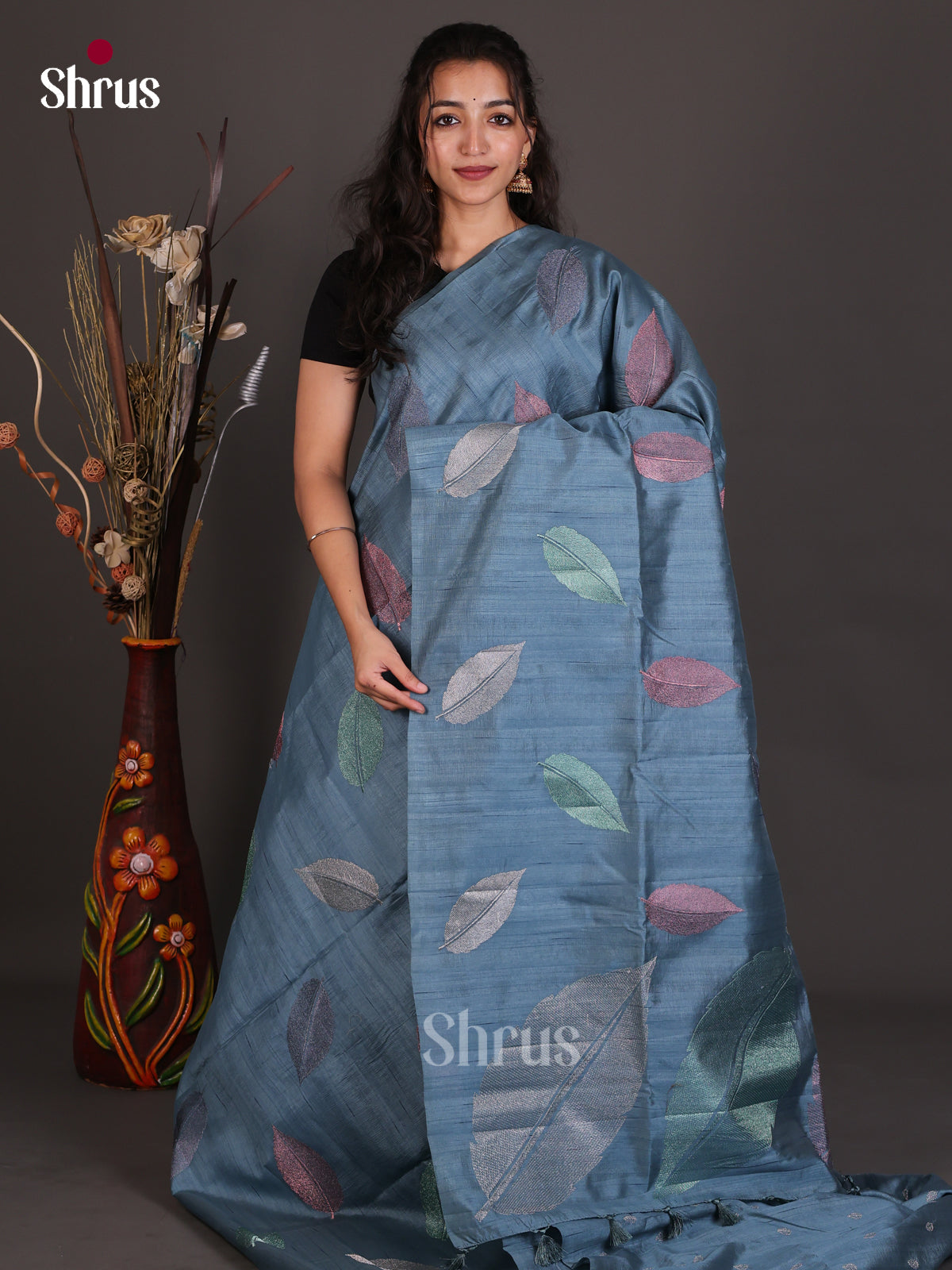 Semi Rawsilk Embroidery Saree - EES22210